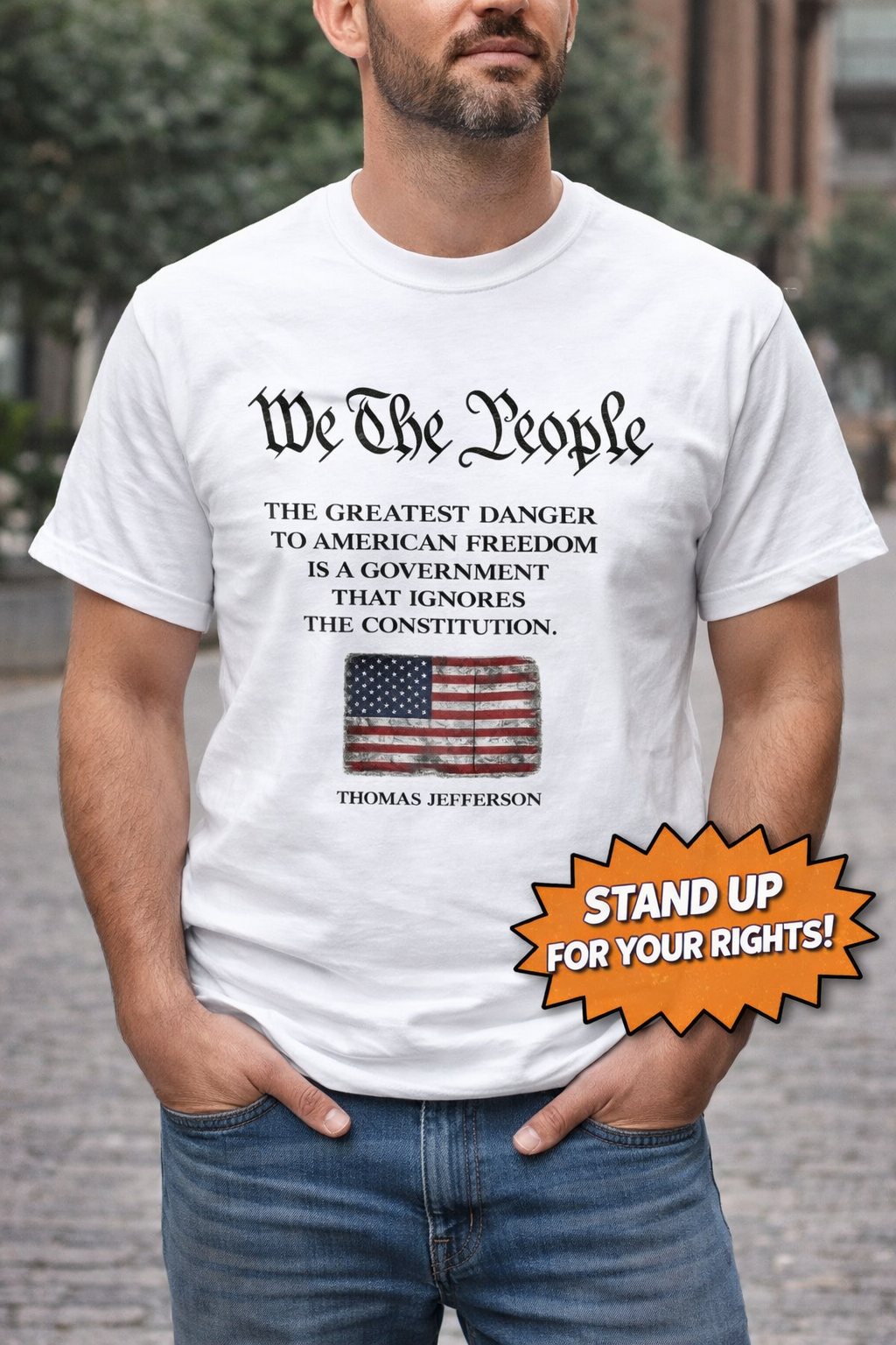 We The People Shirt | Patriotic Constitution Tee | Freedom USA Flag T-Shirt |  American Liberty Graphic Tee | 3 colors - 100% cotton