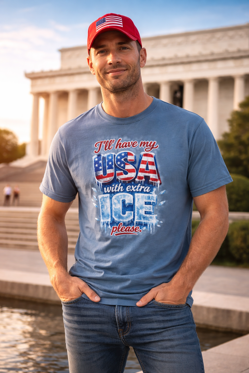 Patriotic "USA With Extra ICE" Shirt | Men's Patriotic T-Shirt | Pro Ice Merch | USA Pride Apparel | 6 colors - 100% cotton