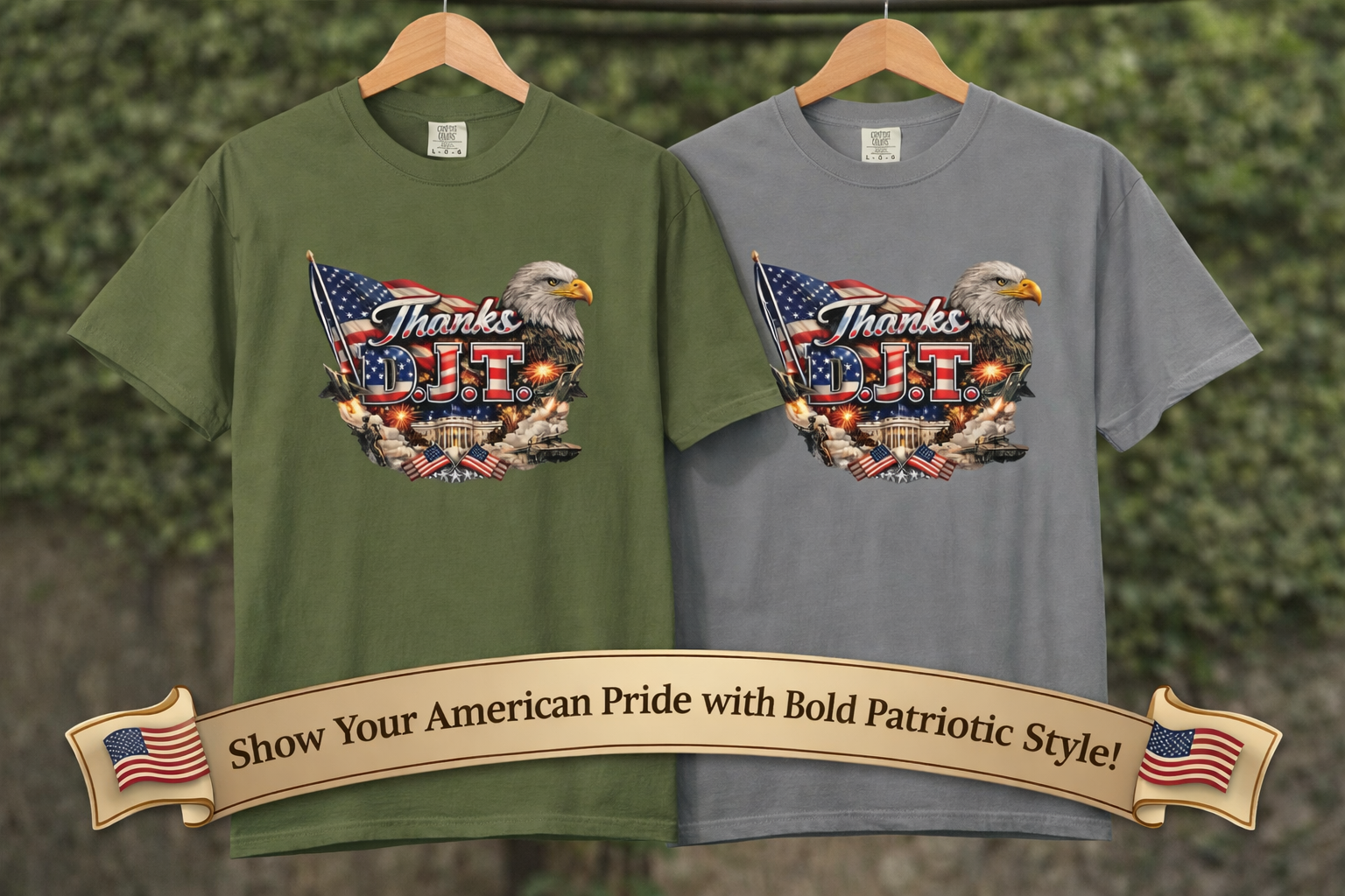 Thanks D.J.T Patriotic Eagle Shirt | American Flag Graphic Tee | USA Pride Freedom T-Shirt | Patriotic Gift | 7 colors - 100% cotton