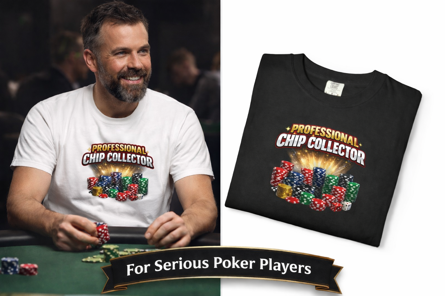 Professional Chip Collector Shirt | Funny Poker Player T-Shirt | Casino Night Tee | Card Player Gift | 7 colors - 100% cotton