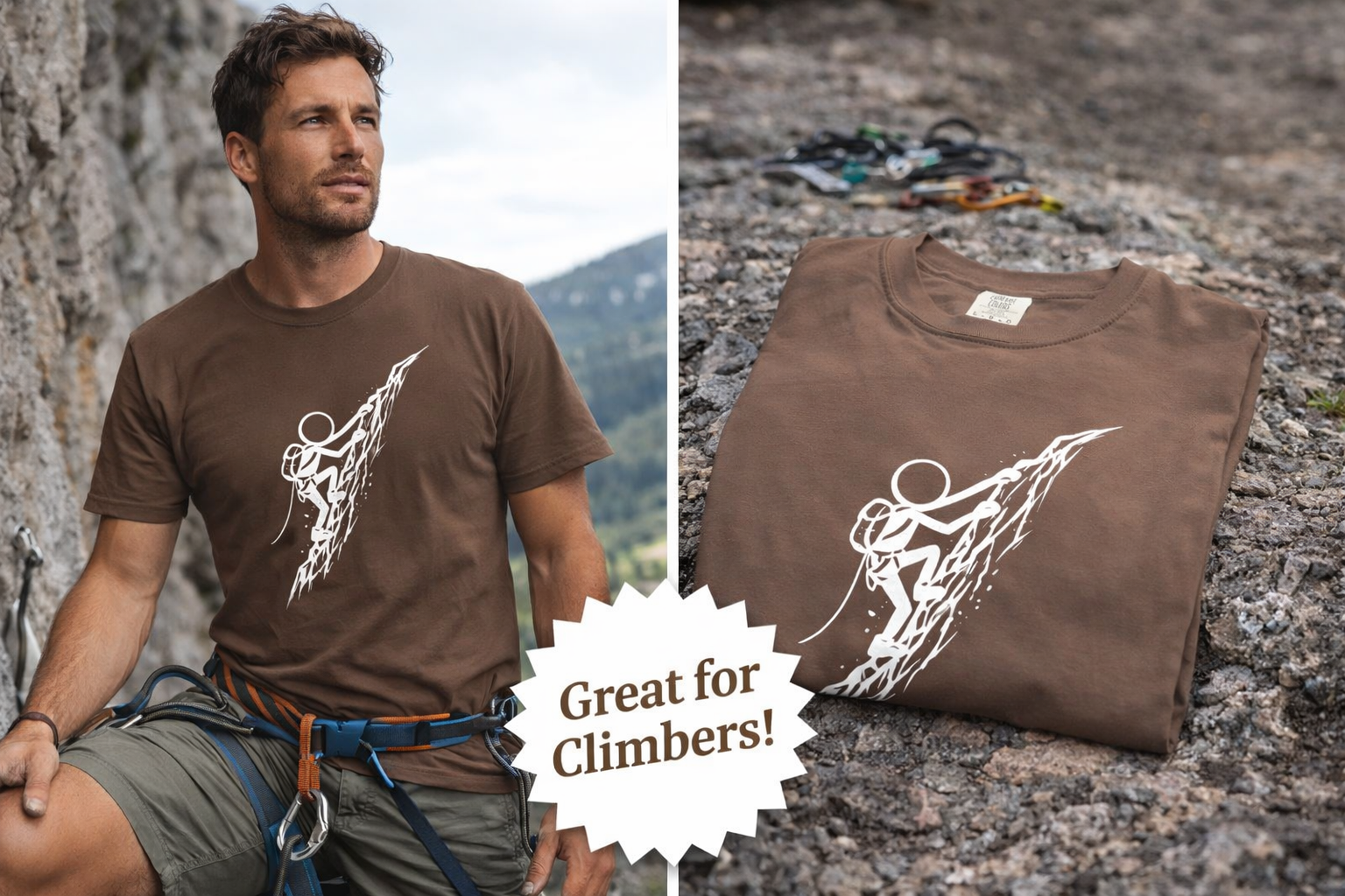 Mountain Climber Stick Figure TShirt | Adventure Graphic Tee | Rock Climbing Shirt | Minimalist Hiking Tee | 7 colors - 100% cotton