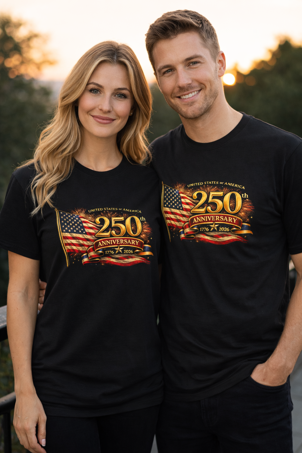 USA 250th Anniversary Shirt 1776-2026 Patriotic American Flag Tee | Matching Couple 4th of July Tee | America Gift - 8 colors -  100% cotton