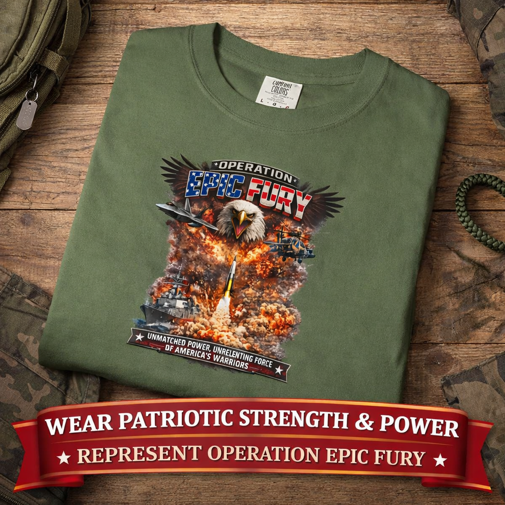 Operation Epic Fury Patriotic T-Shirt | Unmatched Power Unrelenting Force of America's Warriors |  7 colors - 100% cotton