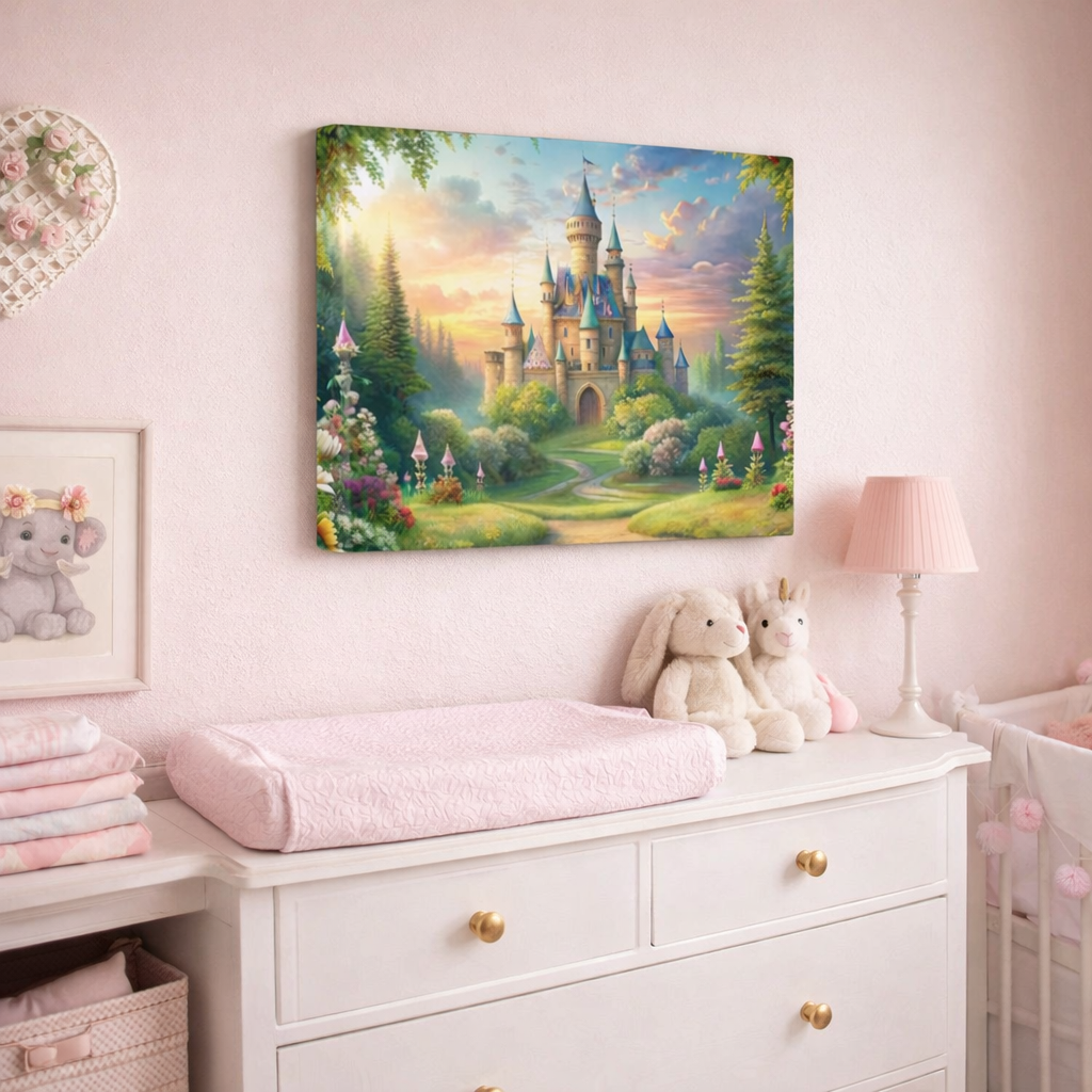 Fantasy Castle Wall Art for Girls Room | Princess Nursery Canvas | Fairytale Castle Wall Decor | Kids Bedroom Art | 2 Sizes Available