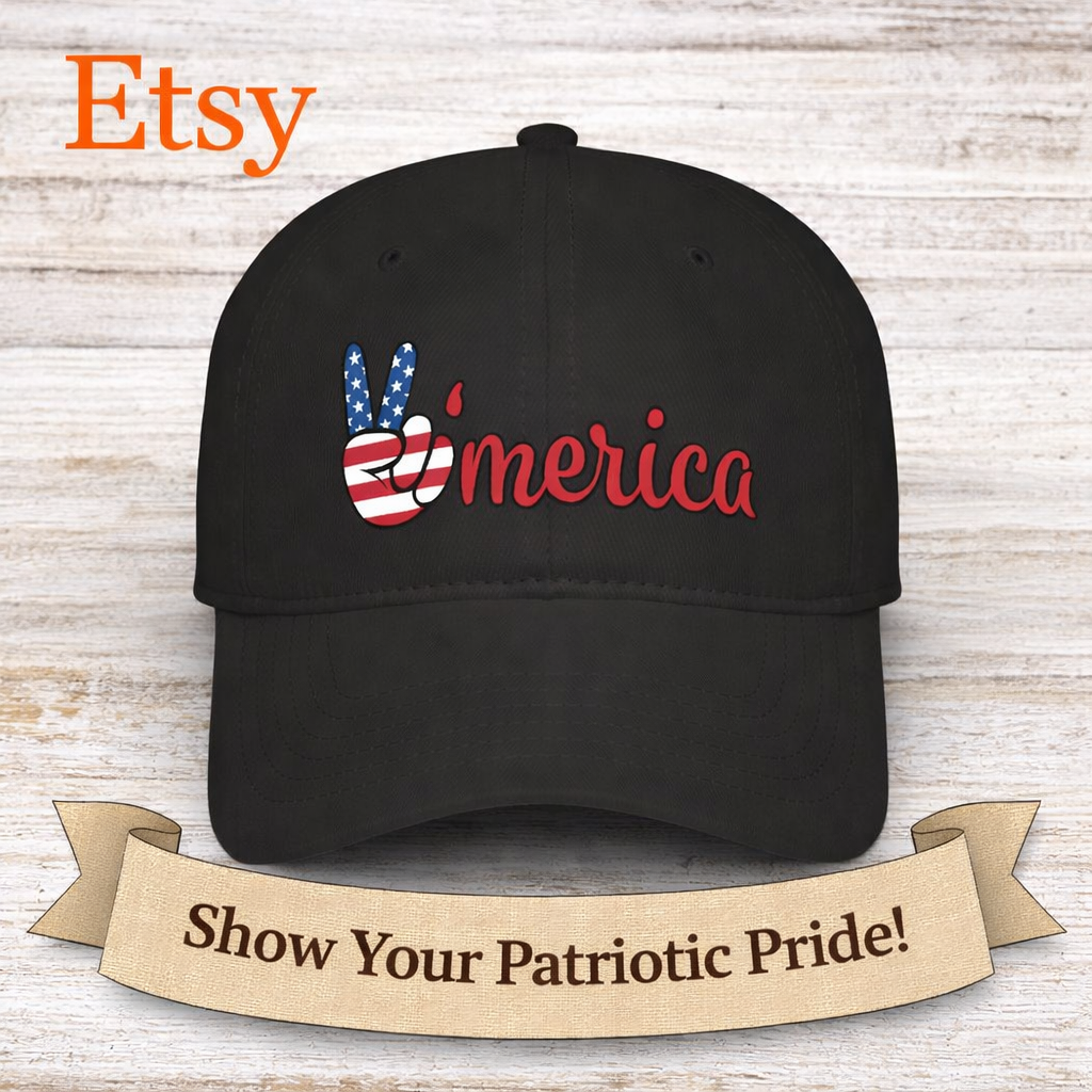 America Hat | Patriotic Peace Sign Cap | USA Flag Hat | Fourth of July Cap | Patriotic Gift | USA Pride Hat | 6 colors