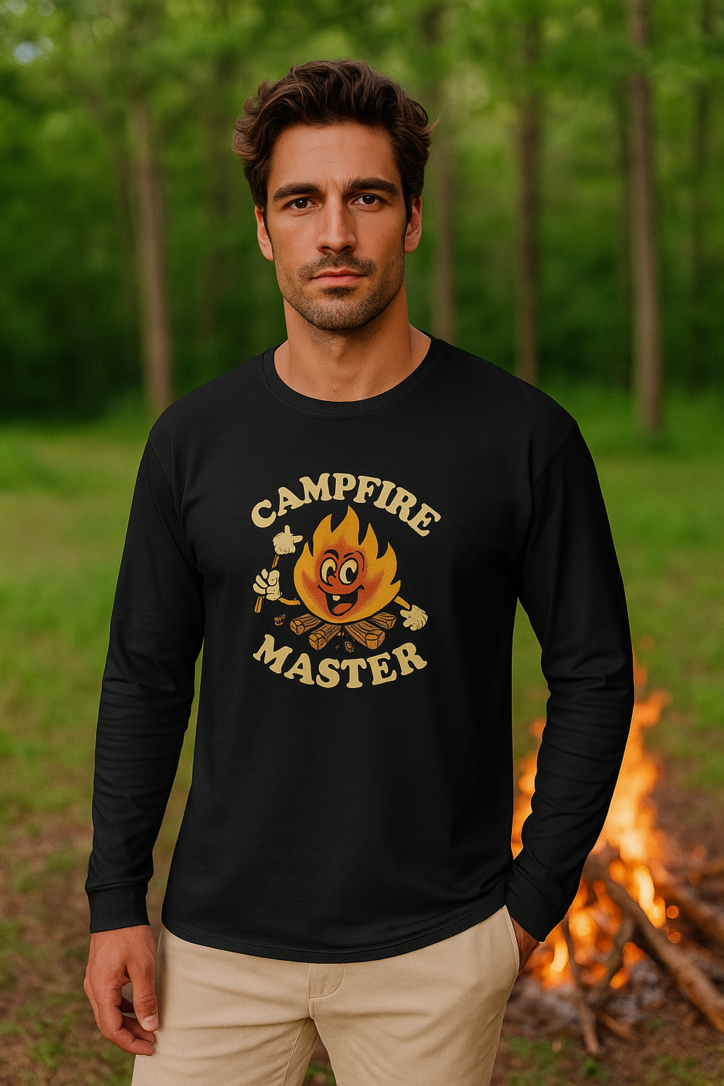 Campfire Master Long Sleeve Tee | S'mores, Marshmallow, Outdoor Camping Shirt | 4 colors - 100% cotton