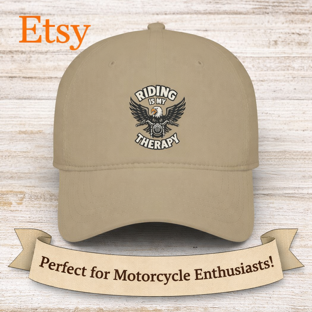 Riding Is My Therapy Hat | Harley Inspired Biker Cap | Gift for Motorcyclist | 4 colors