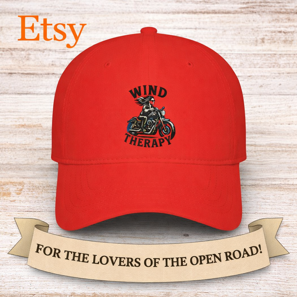 Wind Therapy Hat | Harley Motorcycle Rider Cap | Harley Davidson inspired Biker Hat Gift | Motorcycle Lover Hat | 4 colors