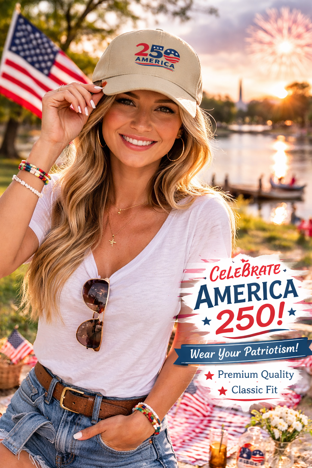 America 250 Hat | Patriotic Baseball Cap | USA 250th Anniversary Cap | July 4th Celebration Hat | 2 colors