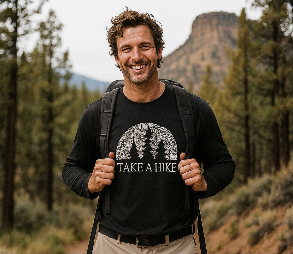 Take a Hike Shirt | Nature Lover Hiking Tee | Adventure Outdoors Long Sleeve | Camper & Hiker Gift | 4 colors - 100% cotton