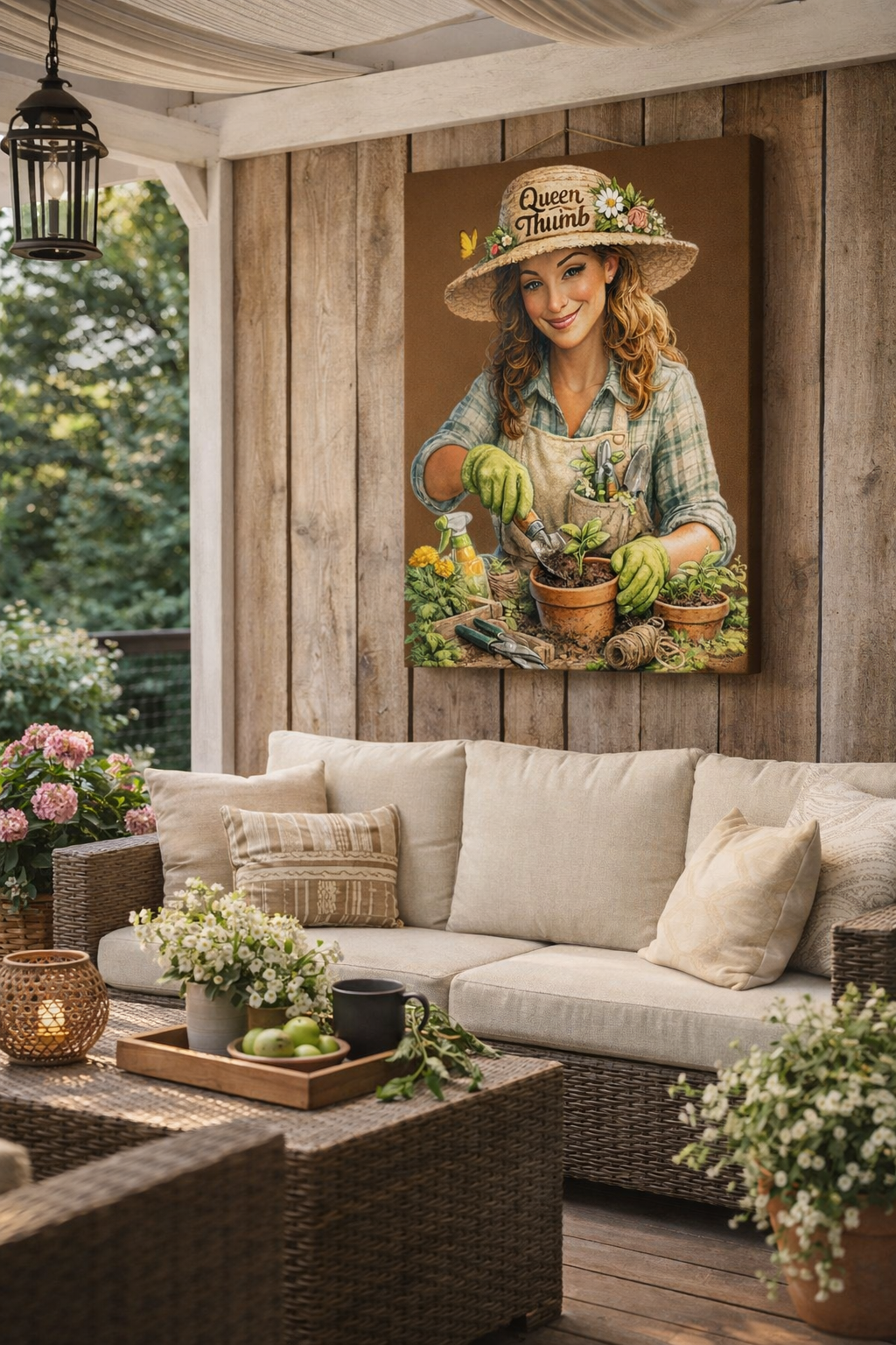 Queen Thumb Canvas Wall Art, Gardening Lady Canvas Print, Garden Lover Gift, Rustic Farmhouse Decor, Green Thumb Wall Decor