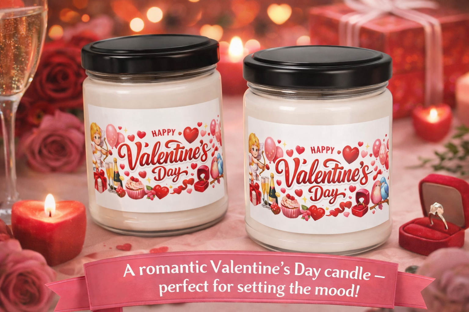Valentine's Day Candle | Romantic Gift for Her or Him | Love Decor | Cozy Valentine Gift | Scented Soy Candle 9oz