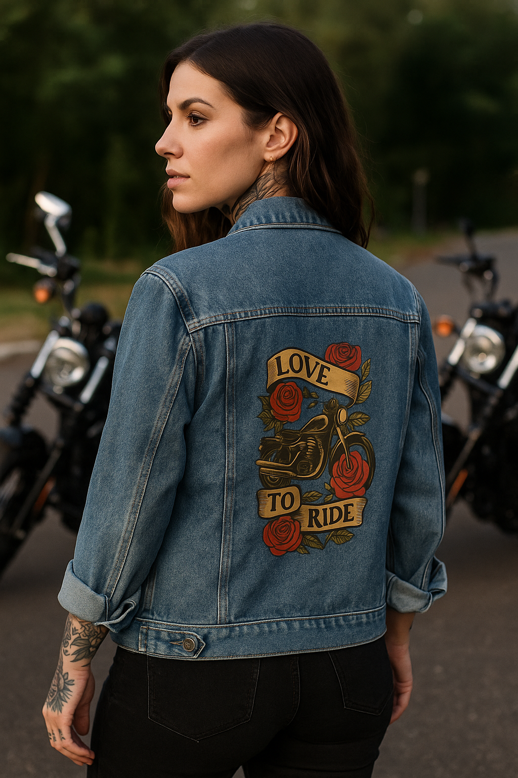 Love to Ride Denim jacket | Women's Harley-Inspired Relaxed Oversized Riding Jacket