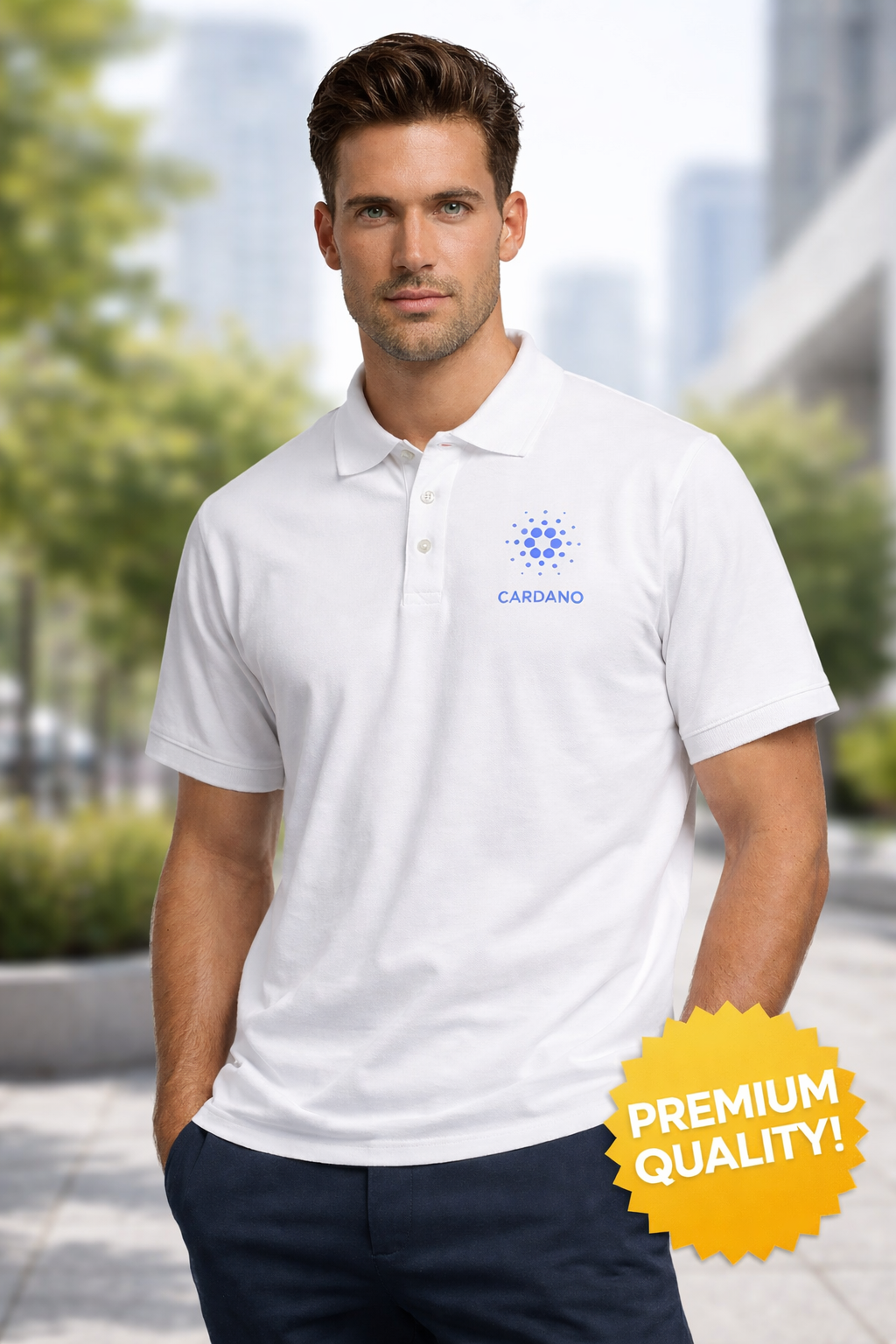 Cardano Polo Shirt for Men | Crypto Logo Golf Polo | Blockchain ADA Shirt | Gift for Crypto Fans | 5 colors - 100% cotton