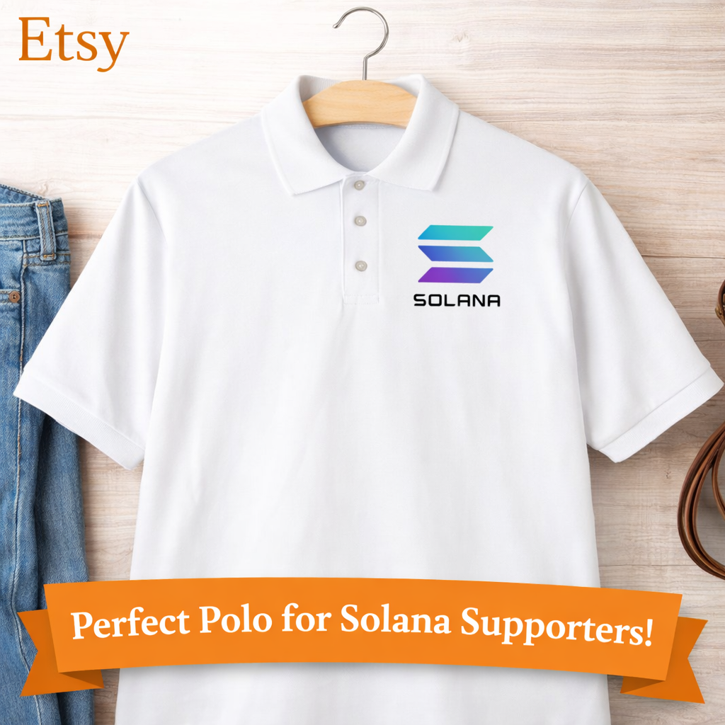 Solana Polo Shirt | SOL Crypto Polo | Solana Logo Shirt | Crypto Blockchain Conference | Gift for Solana Holder | 5 colors - 100% cotton