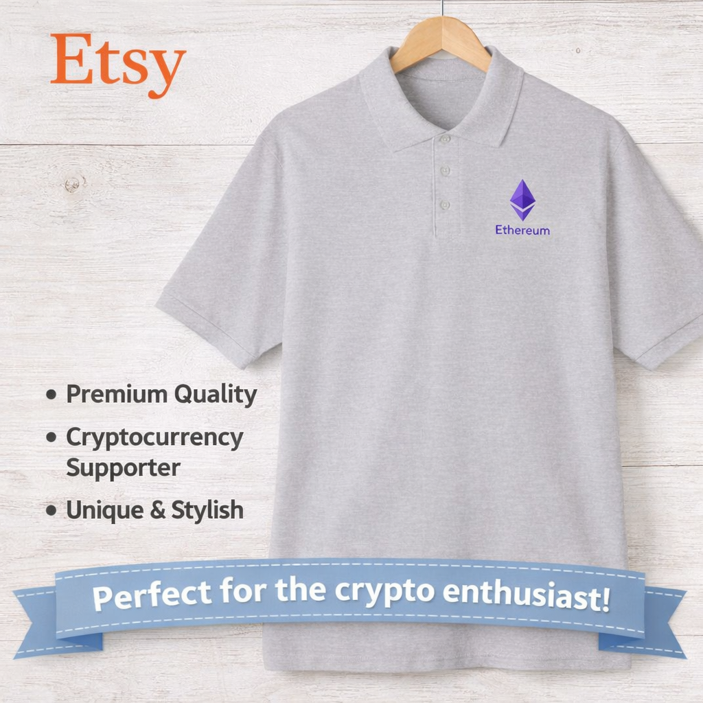 Ethereum Polo Shirt for Men| ETH Crypto Logo Polo |Crypto Enthusiast Gift | Minimalist Crypto Clothing | 3 colors - 100% cotton