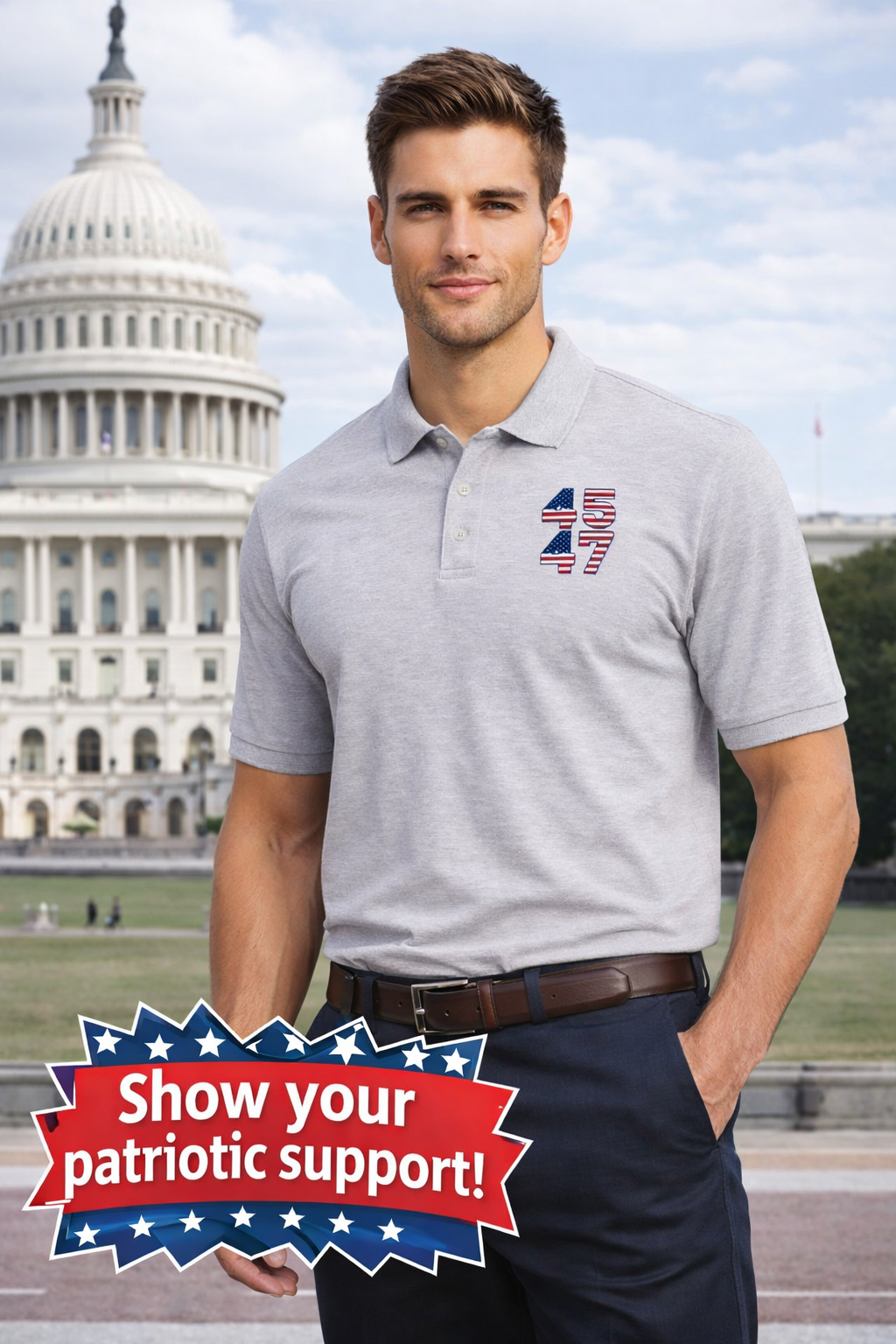 Men's Patriotic Polo Shirt | USA Pride Collared Shirt | Conservative Patriotic Golf Polo | 4th of July Men's Shirt | 2 colors - 100% cotton