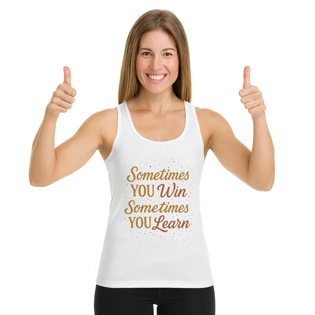 Sometimes You Win Sometimes You Learn |  Women's Inspirational Rib Tank Top | Motivational Quote Shirt | 2 colors - 100% cotton