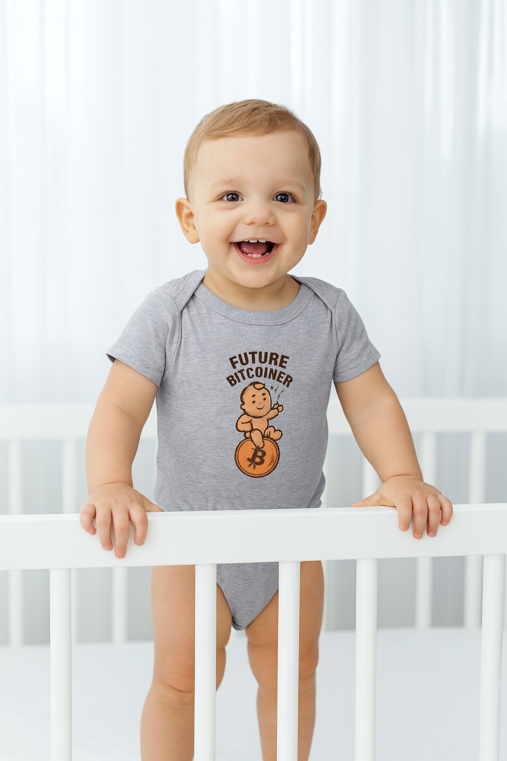 Future Bitcoiner Baby Onesie | Cute Crypto Infant Bodysuit | Bitcoin Baby Shower Gift | 6 colors - 100% cotton