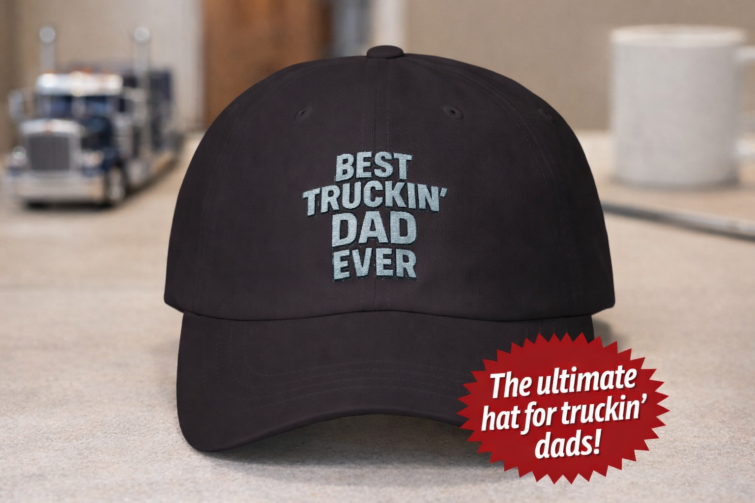 Celebrate the Ultimate Road Warrior Dad with this Classic "Best Truckin' Dad Ever" Hat! | 3 colors