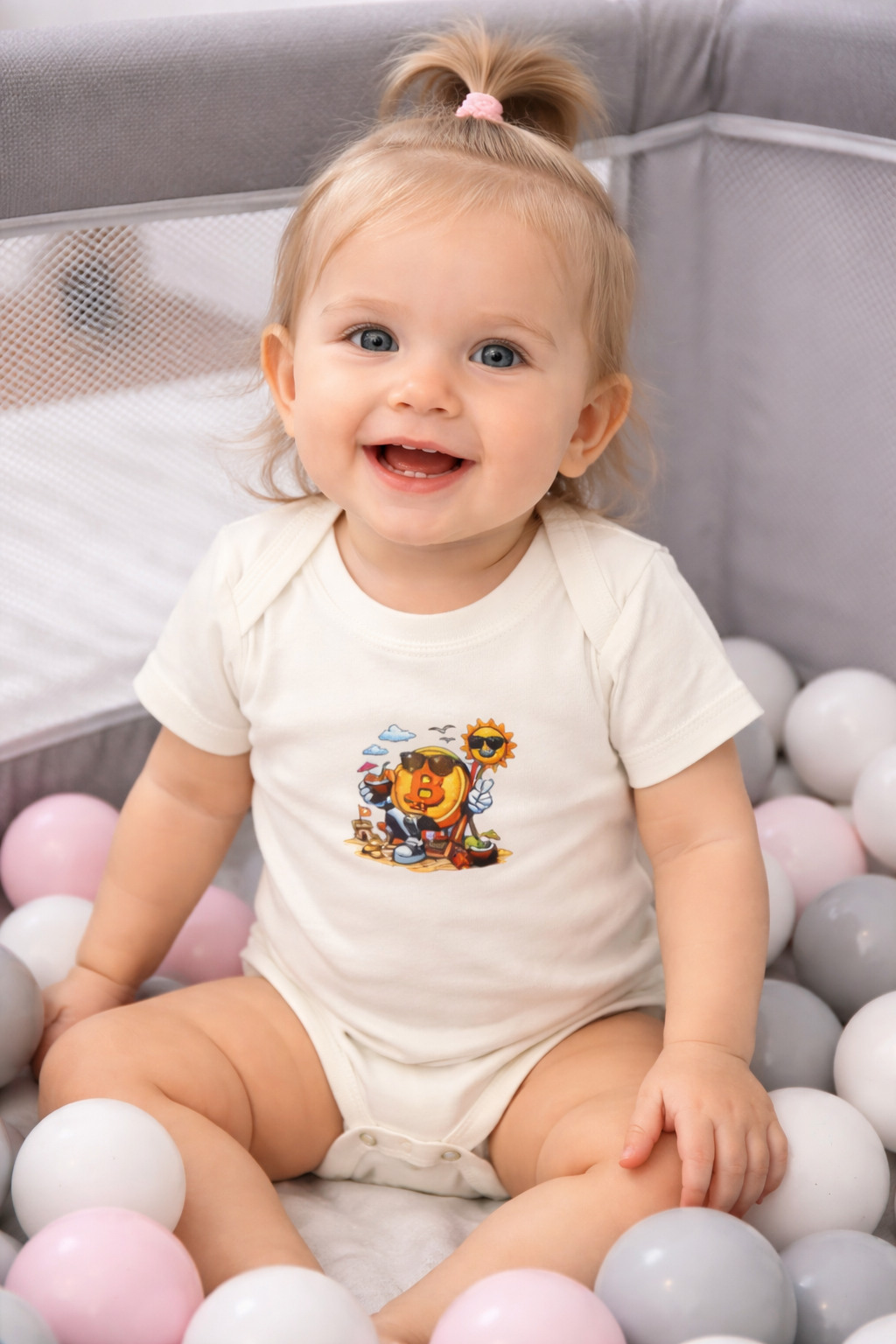 Cute Bitcoin Baby Onesie | Crypto Baby Bodysuit | Bitcoin Beach Baby Outfit | Funny Crypto Infant Gift | 6 colors - 100% cotton