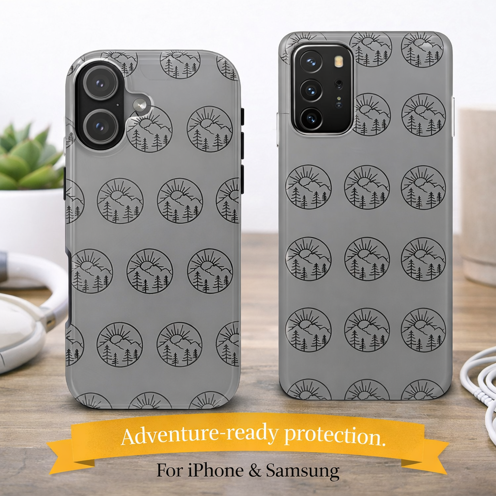 Mountain Sunset Tough Phone Case | Nature iPhone Samsung Case | Glossy Protective Cover | Adventure Phone Case