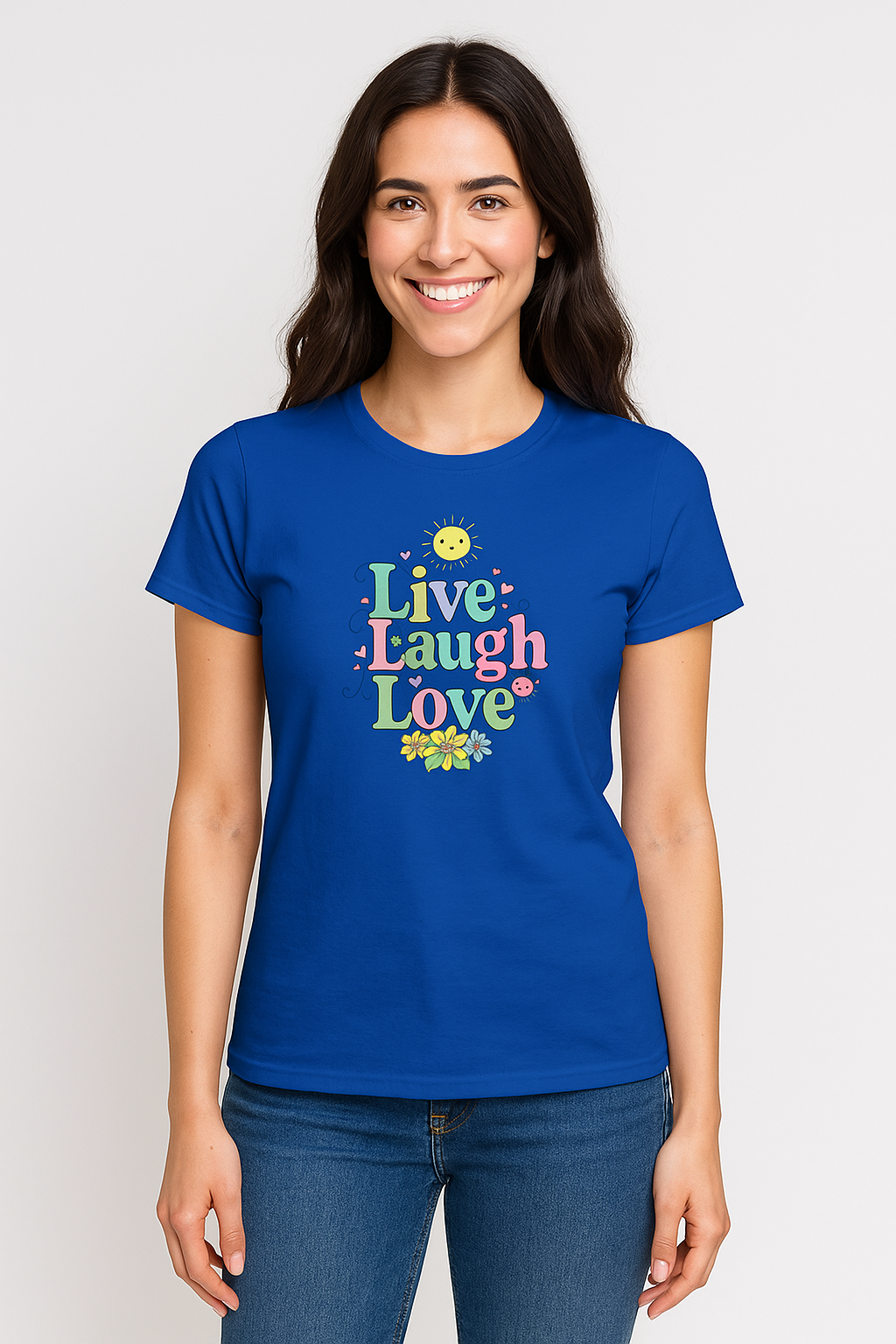 Cute ''Live Laugh Love'' T-Shirt for Women | Positive Quote Tee | 4 colors - 100% cotton