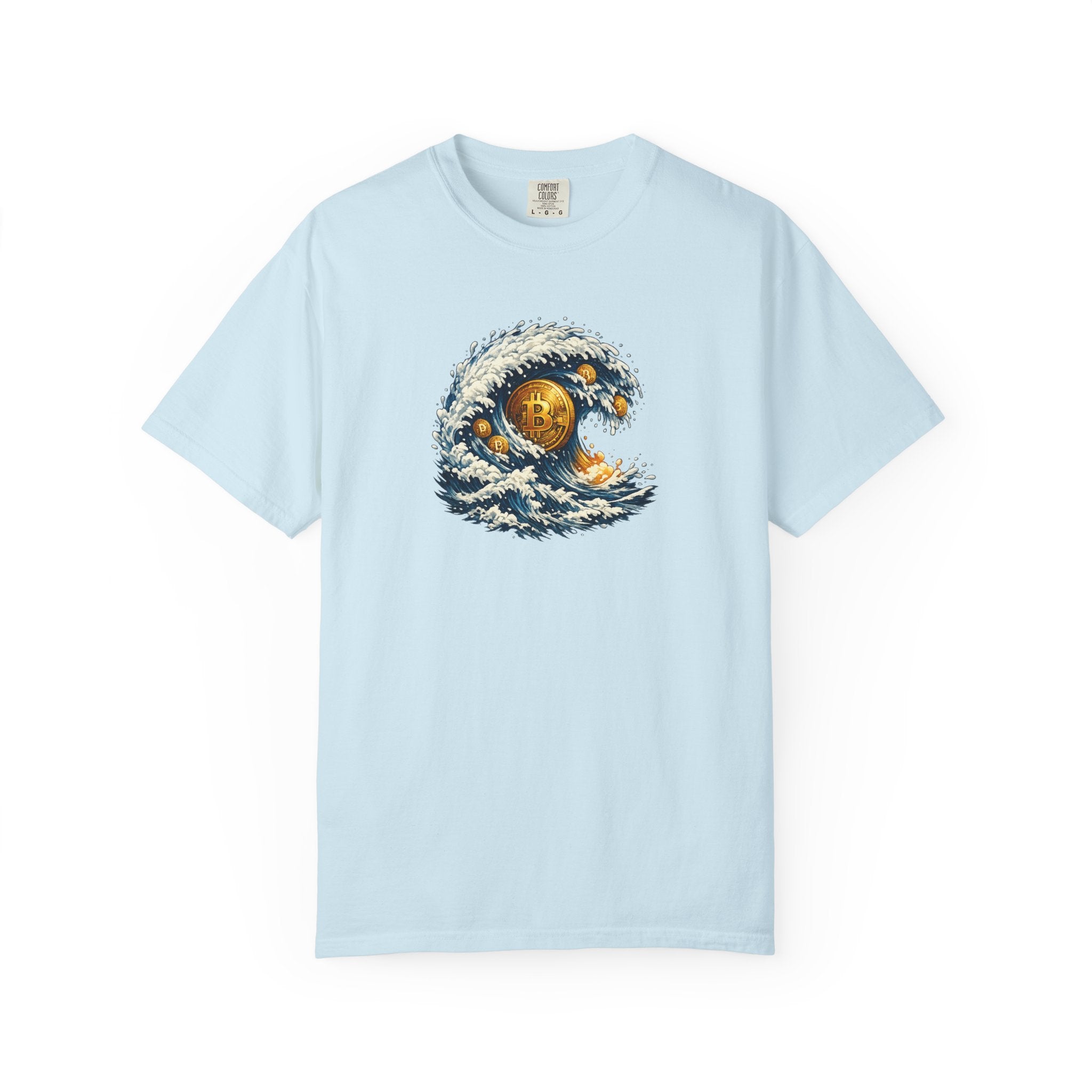 Bitcoin Tidal Wave T-Shirt | Futuristic Crypto Graphic Tee | Bitcoin Art Shirt | Crypto Gift | 12 colors - 100% cotton
