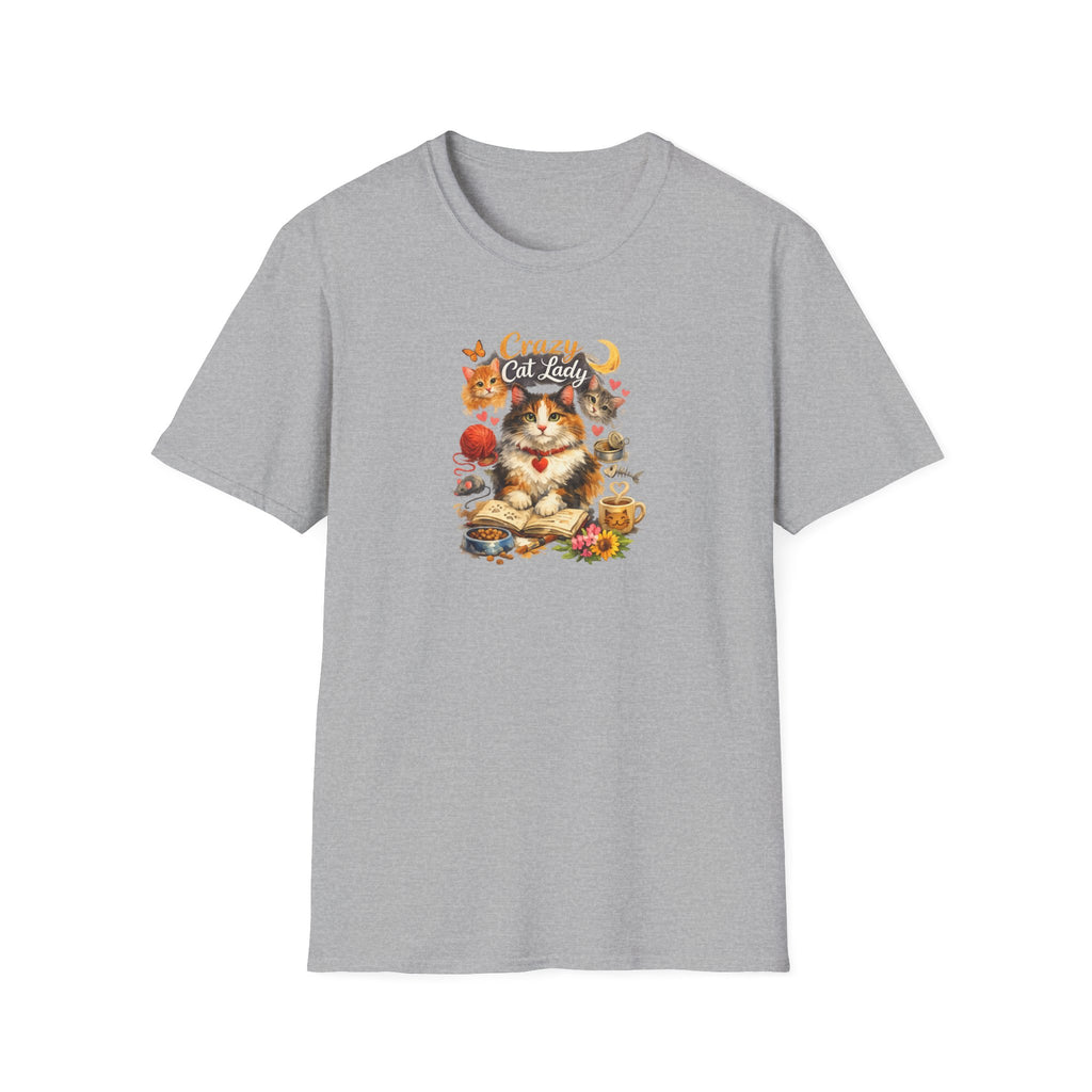 Crazy Cat Lady T-Shirt | Cute Cat Mom Graphic Tee | Cat Lover Shirt | Gift for Cat Moms | Whimsical Cat Art Top | 8 colors - 100% cotton
