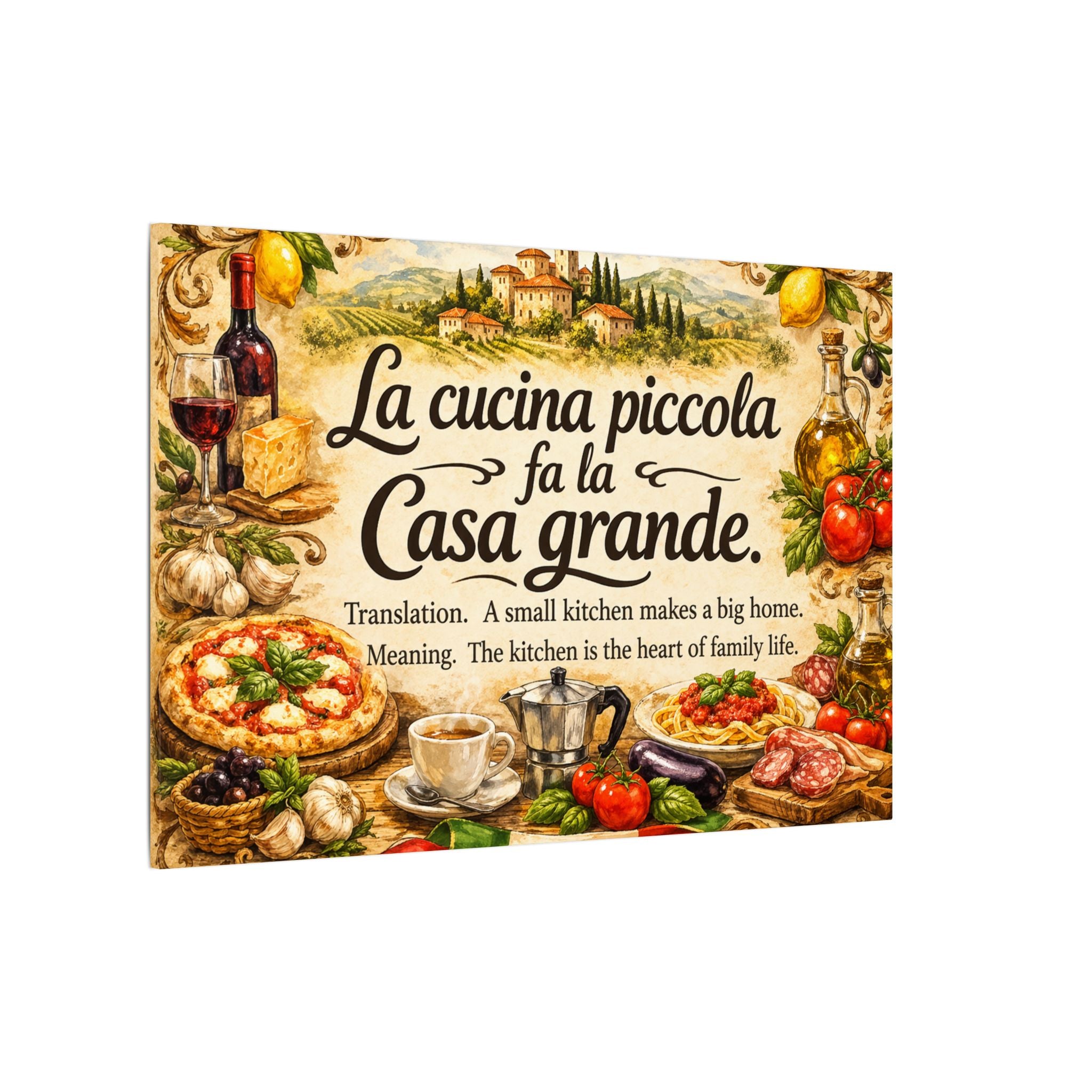 Vintage Italian Kitchen Wall Art Canvas "La Cucina" | Italian Bistro Decor | Farmhouse Kitchen Canvas | Italian Style Wall Art (7 Sizes)