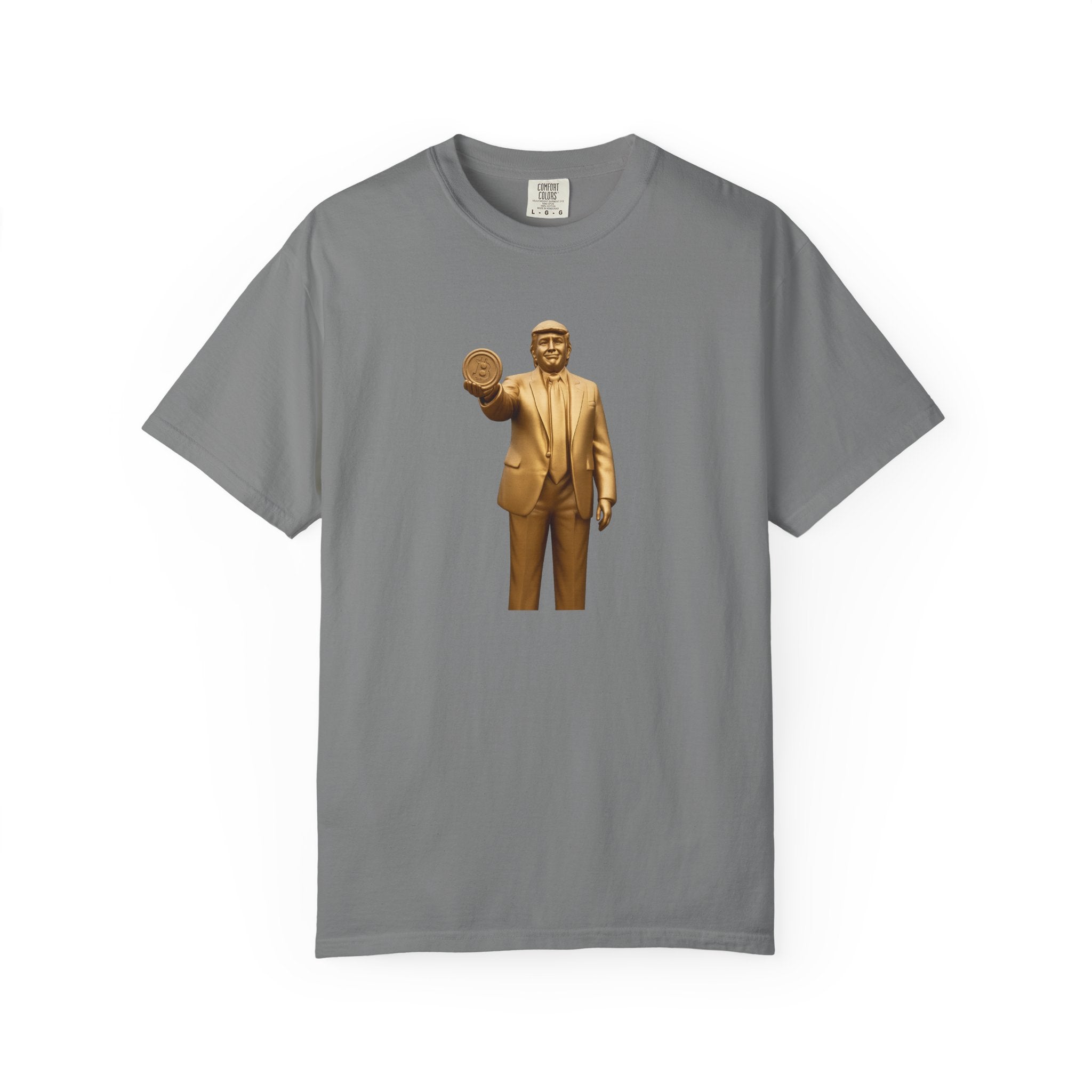 Golden Trump Bitcoin Statue TShirt | Political Crypto Graphic Tee | Bold Pro-Trump Bitcoin Supporter Shirt | 6 colors - 100% cotton
