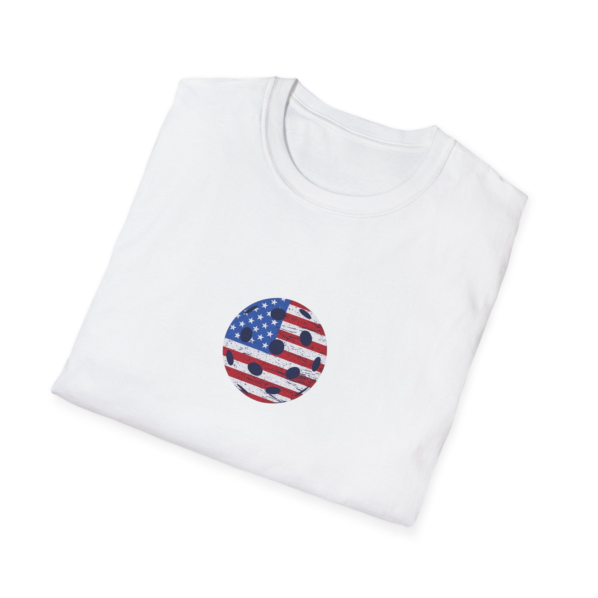 Patriotic Pickleball Shirt USA Flag Pickleball Tee Matching Visor Fourth of July Pickleball Gift for Players | 10 colors - 100% cotton