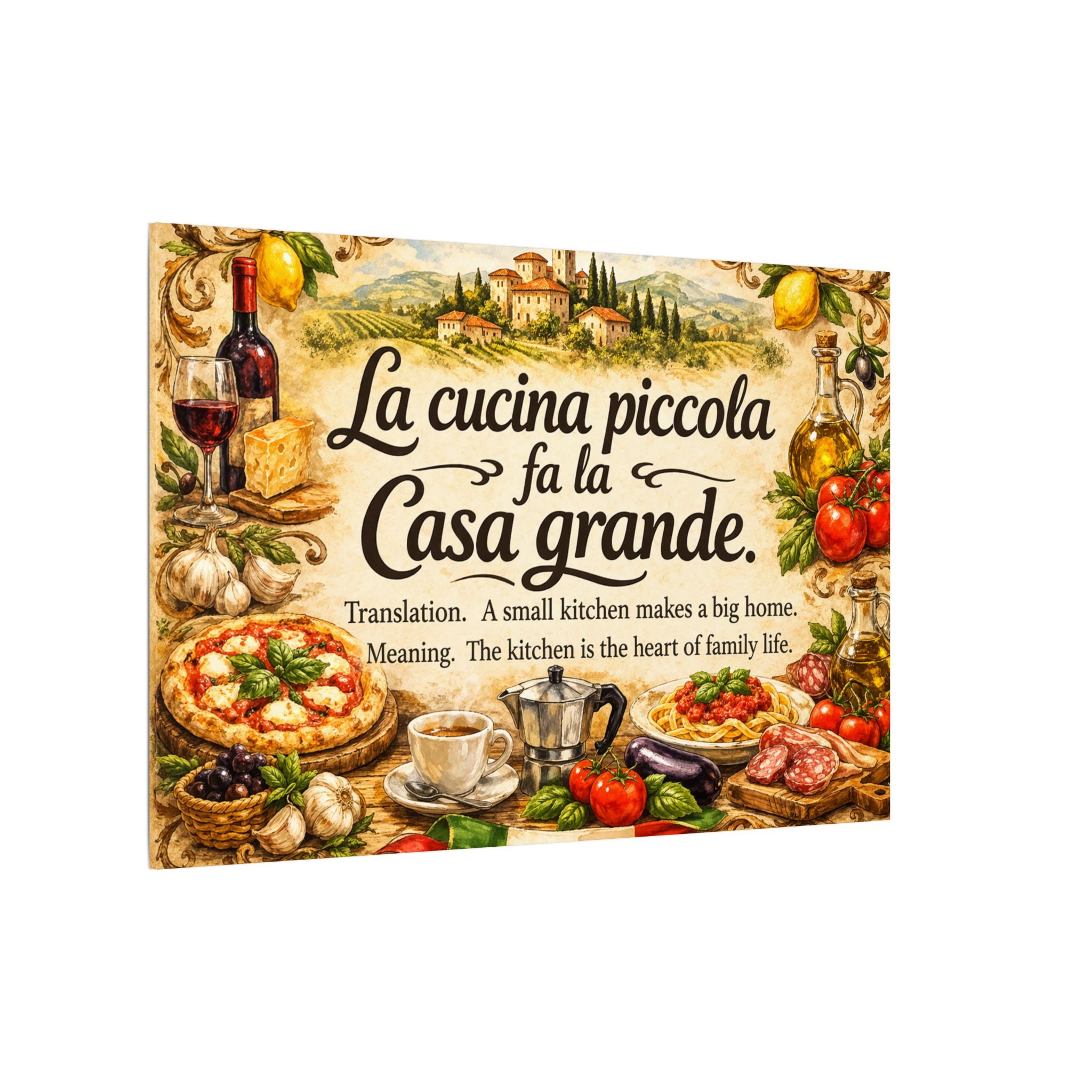 Vintage Italian Kitchen Wall Art Canvas "La Cucina" | Italian Bistro Decor | Farmhouse Kitchen Canvas | Italian Style Wall Art (7 Sizes)