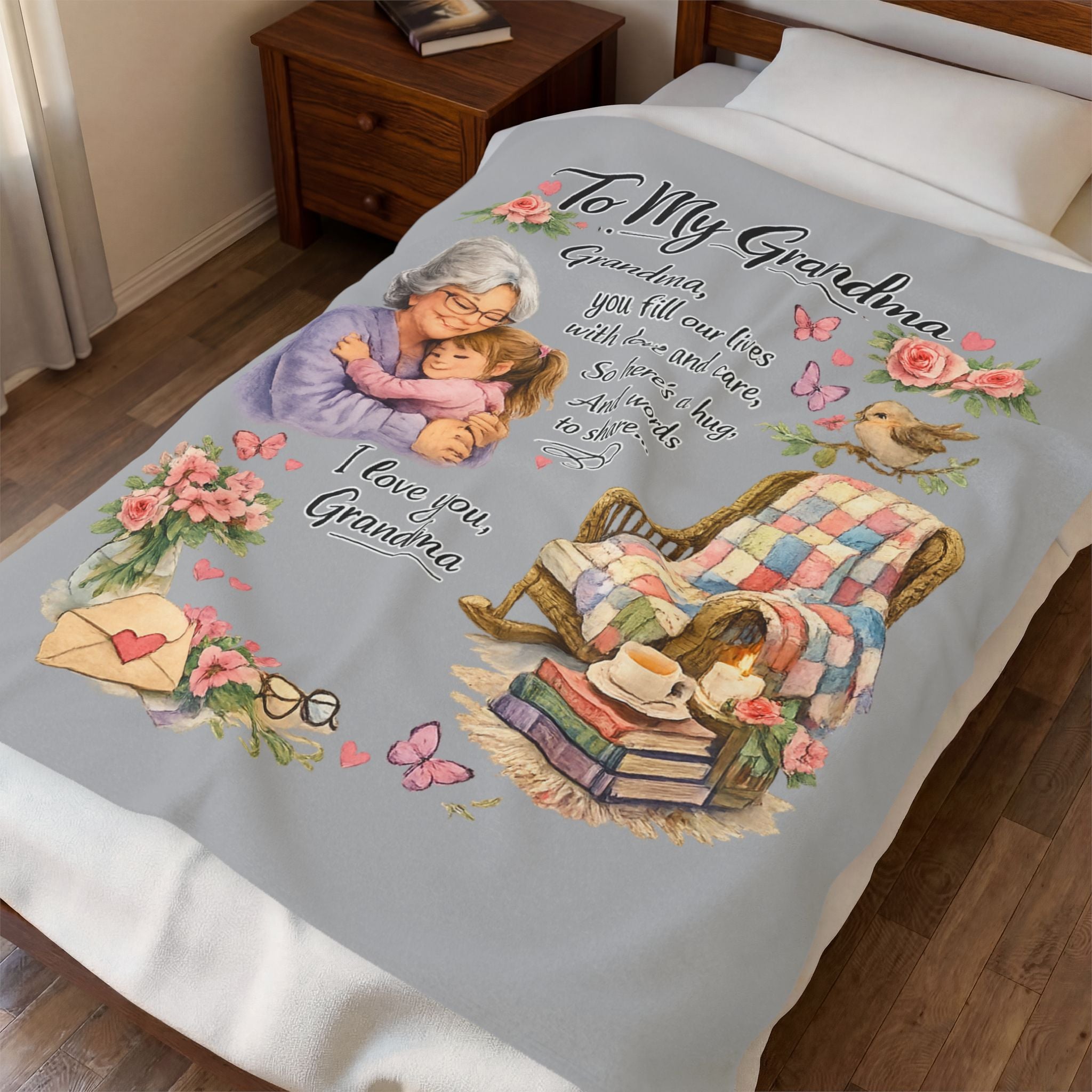 Wrap Grandma in Love Literally | Grandma Blanket Throw | Cozy Gift from Grandchild | Grandma Birthday | 50" x 60"