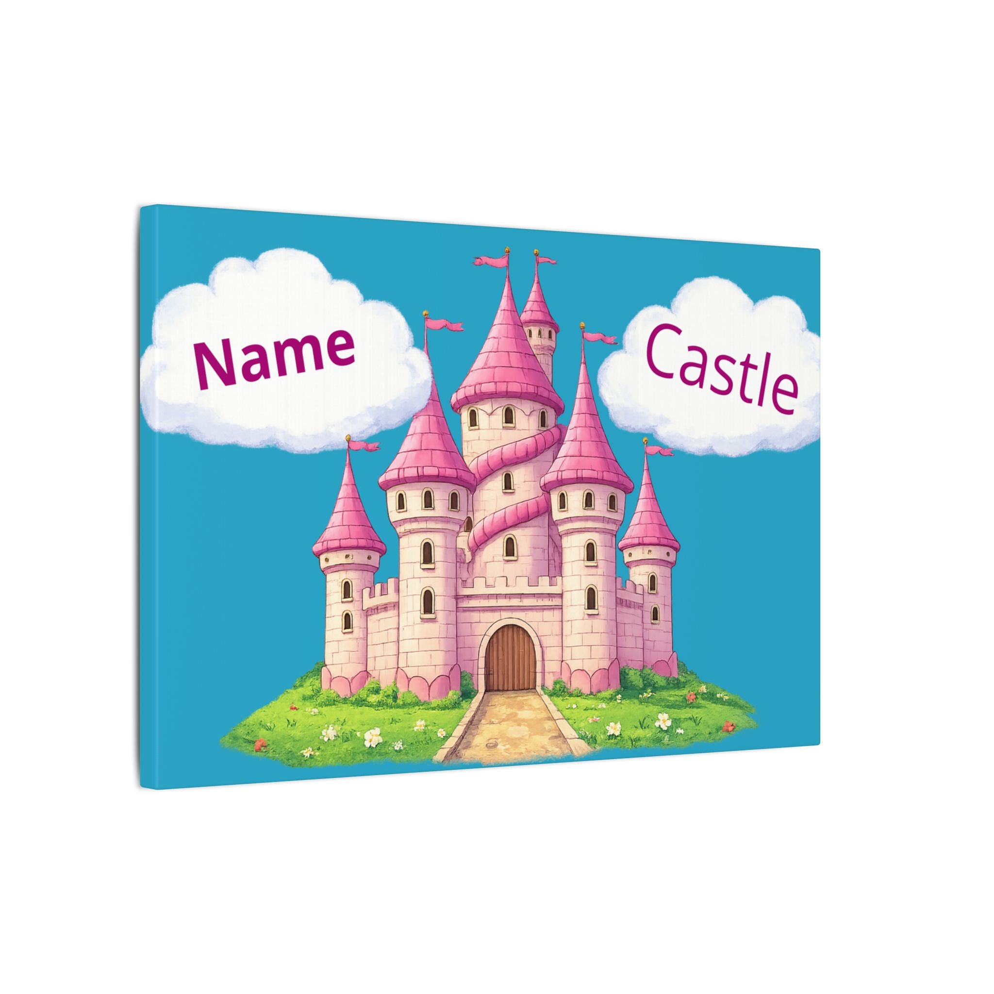 Personalized Princess Castle Canvas | Custom Girls Name Wall Art | Pink Fairytale Castle Decor | Kids Princess Room Art | Girl Nursery Gift