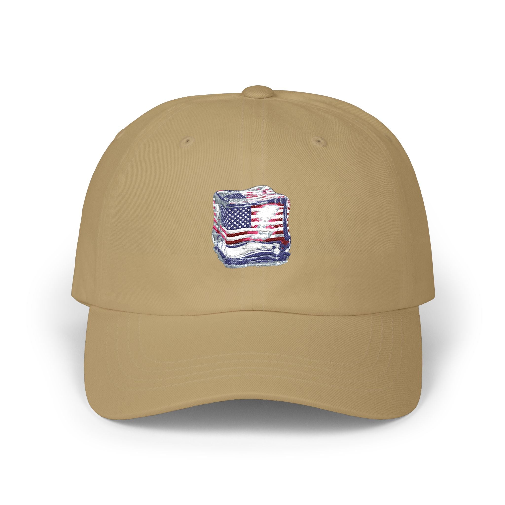 Support ICE-Flag Cube Emoji Cap | Law Enforcement Support Graphic standing with ICE | No text, just a Visual Symbol | 5 colors - 100% cotton