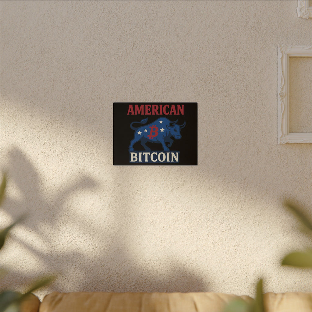 American Bitcoin Bull Canvas Wall Art | Crypto Podcaster Studio Decor | Patriotic Bitcoin Artwork | 2 sizes