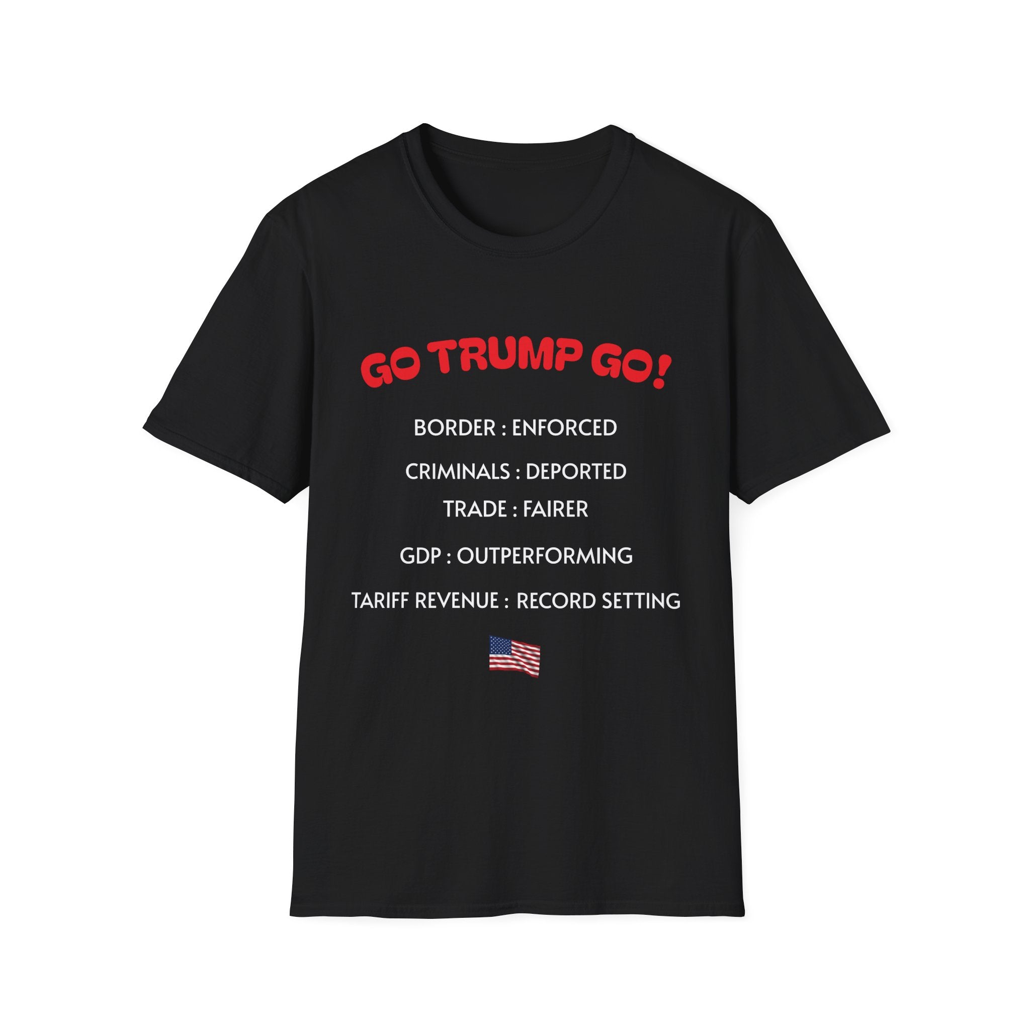Go Trump Go! Bold Patriotic T-Shirt | Pro-America Graphic Tee for Proud Conservatives | 4 colors - 100% cotton