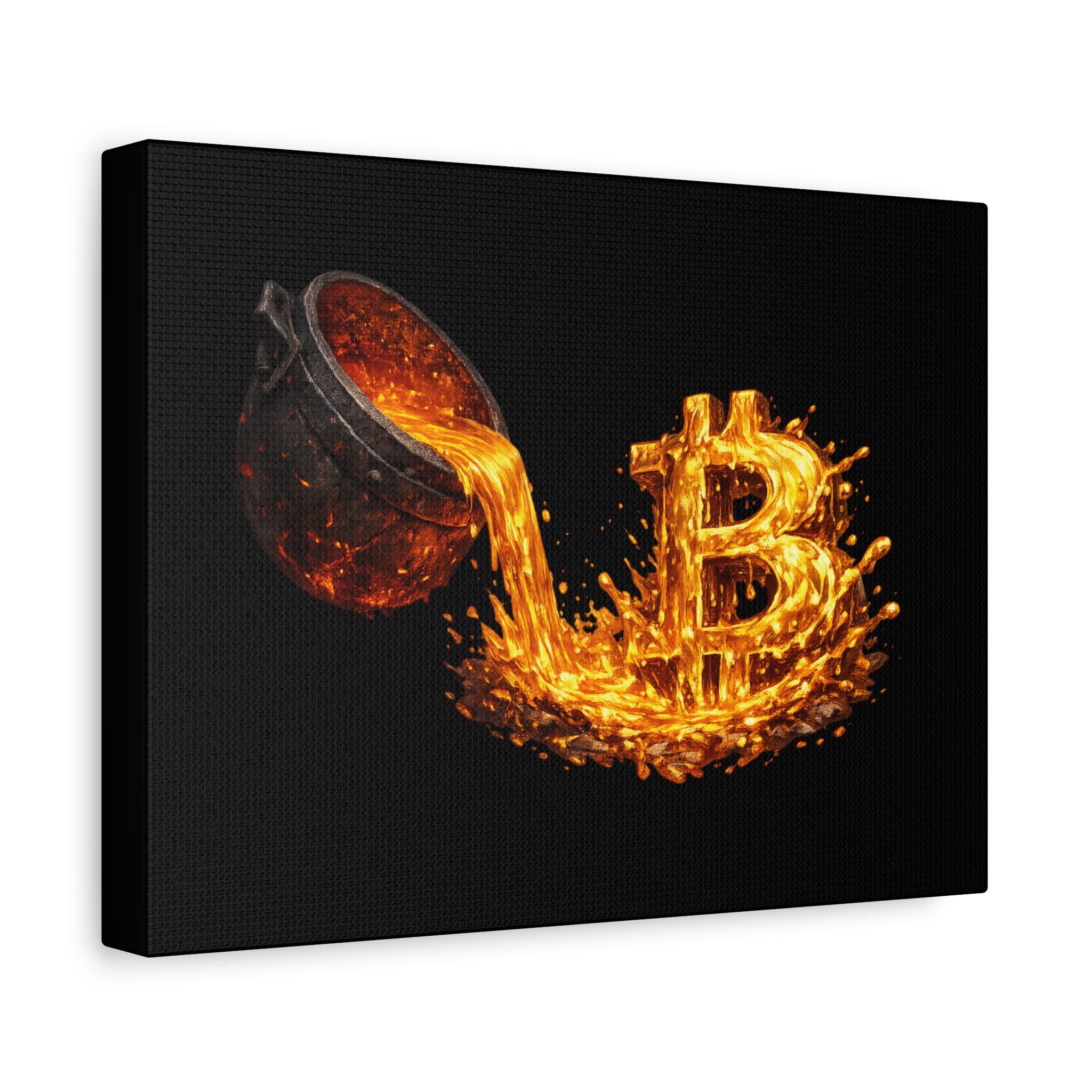 Molten Bitcoin Pour Canvas | Bitcoin Wall Art | 12 x 9