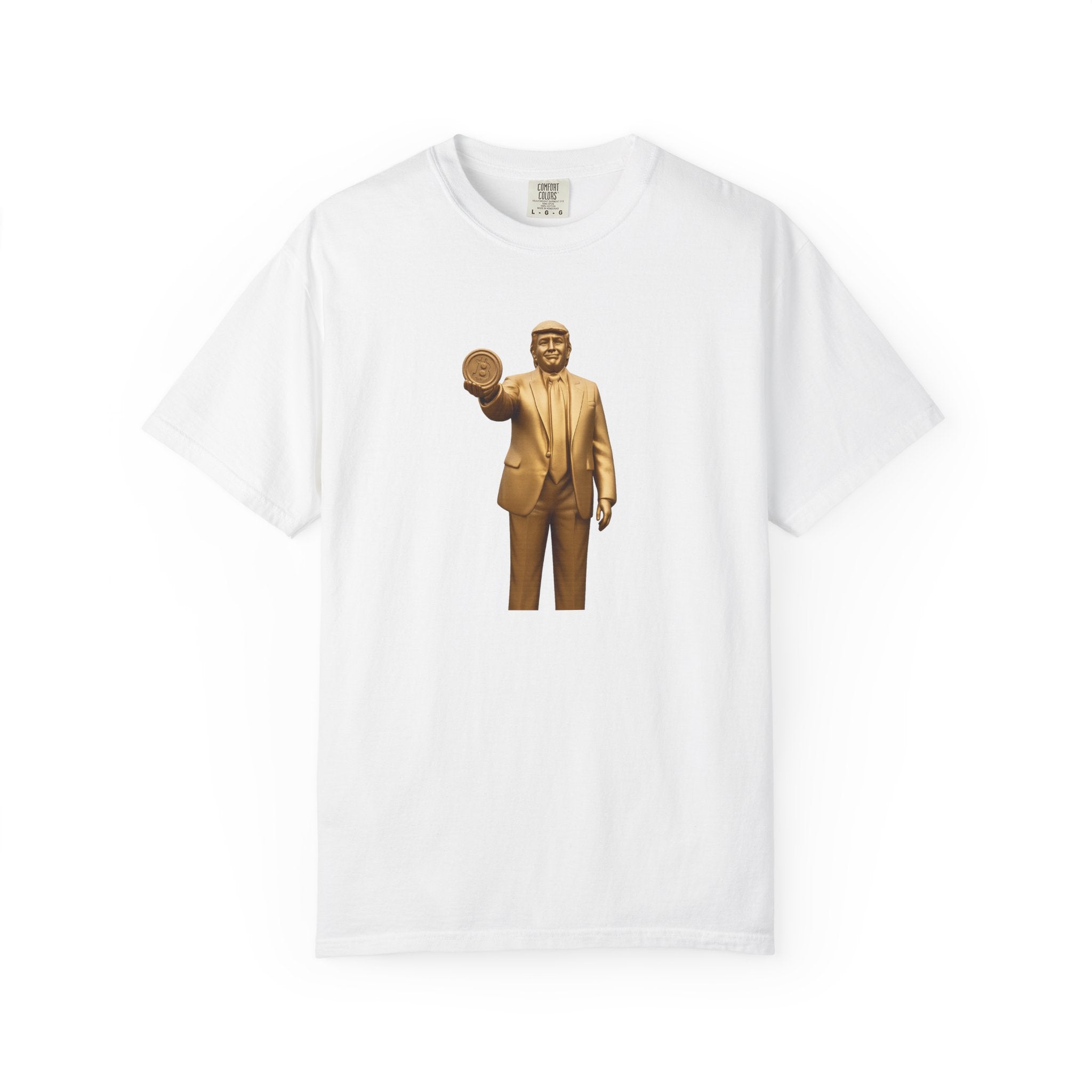 Golden Trump Bitcoin Statue TShirt | Political Crypto Graphic Tee | Bold Pro-Trump Bitcoin Supporter Shirt | 6 colors - 100% cotton