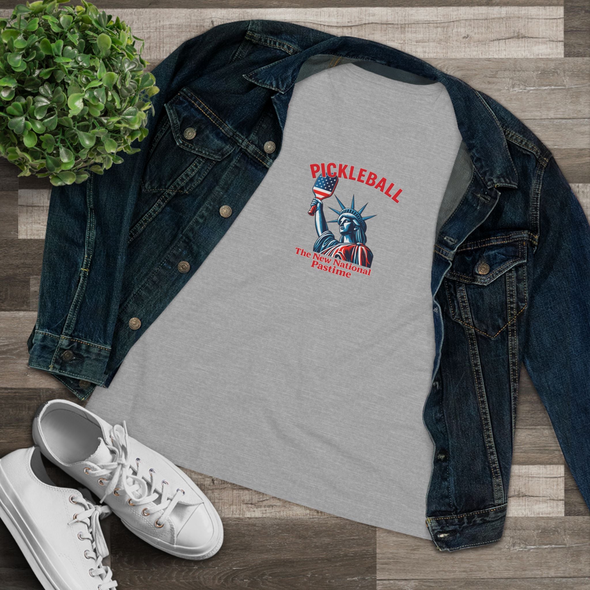 Statue of Liberty Pickleball, The New National Pastime Tee | Women's Patriotic Pickleball Shirt | Pickleball Gift | 5 colors - 100% cotton