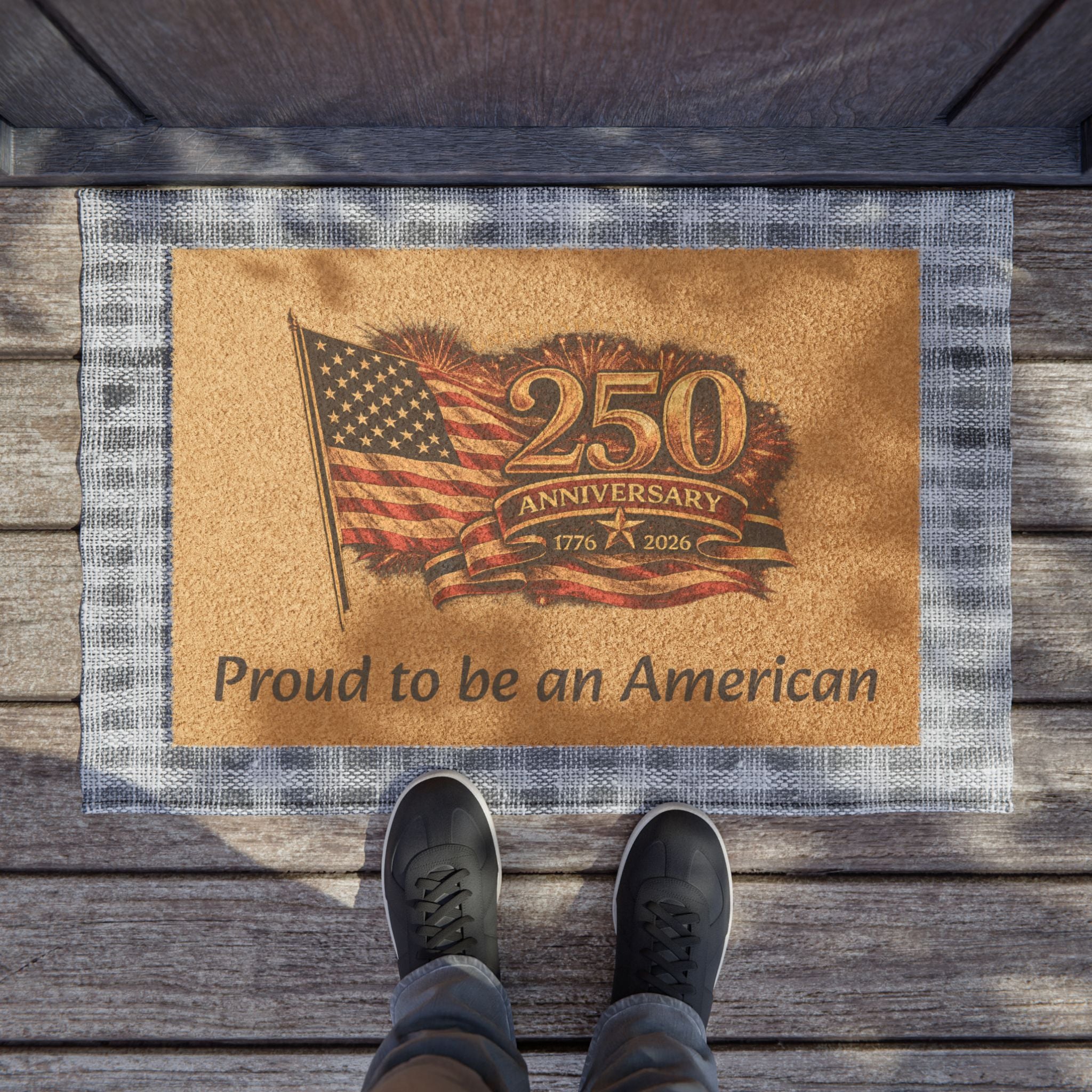 USA 250th Anniversary Doormat Design | Patriotic American Flag Graphic | High-Resolution | Sublimation Mat Artwork | 24" × 16"