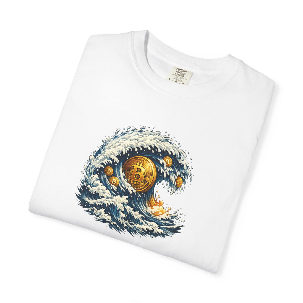 Bitcoin Tidal Wave T-Shirt | Futuristic Crypto Graphic Tee | Bitcoin Art Shirt | Crypto Gift | 12 colors - 100% cotton