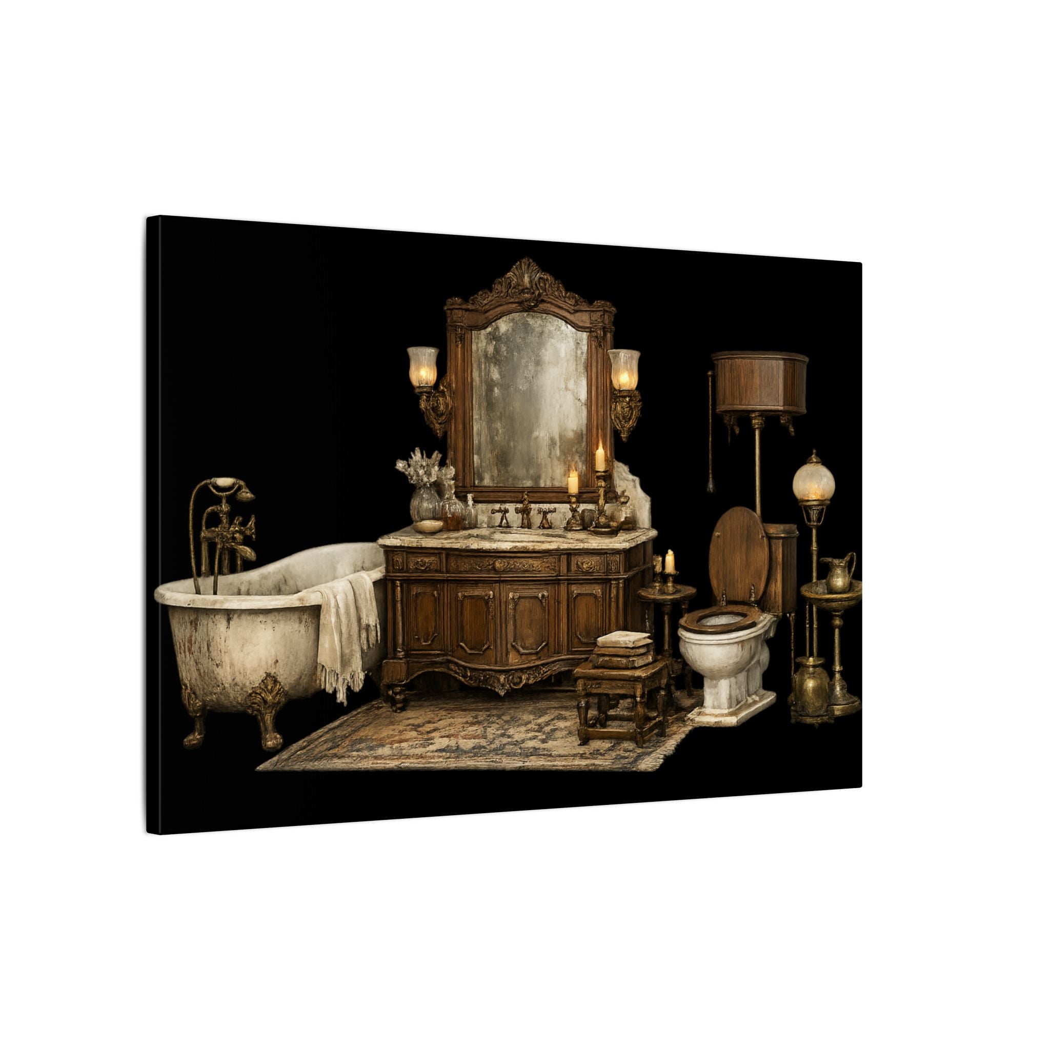 Antique Bathroom Canvas Art | Vintage Clawfoot Tub Wall Art | Rustic Bathroom Decor | Farmhouse Bath Wall Canvas | Available in 2 Sizes