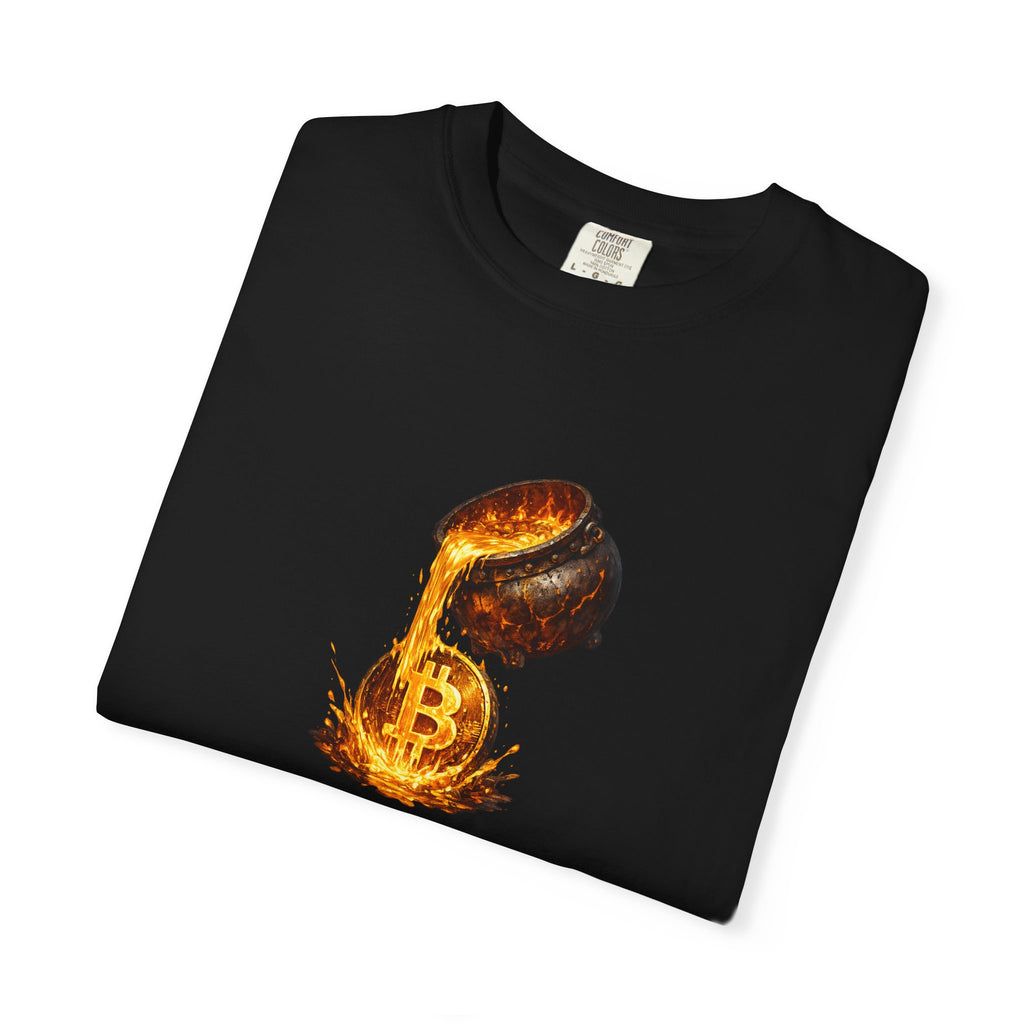 Molten Bitcoin Pour Tshirt | Crypto Lava Gold Graphic Tee | Bitcoin Investor Shirt | 7 colors - 100% cotton