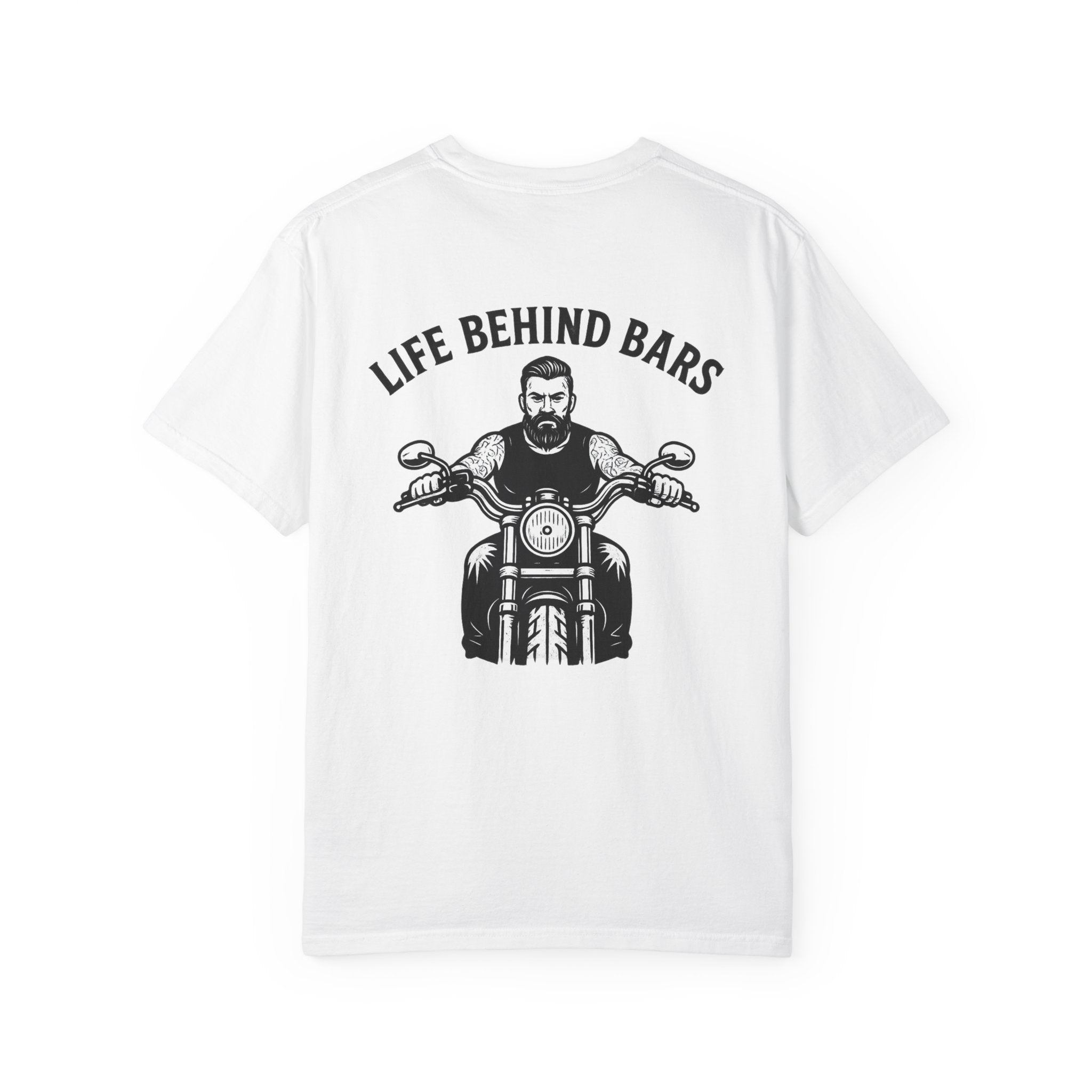 Life Behind Bars Motorcycle T-Shirt | Biker Graphic Tee | Riding Lifestyle Shirt | Gift for Riders | 8 colors - 100% cotton