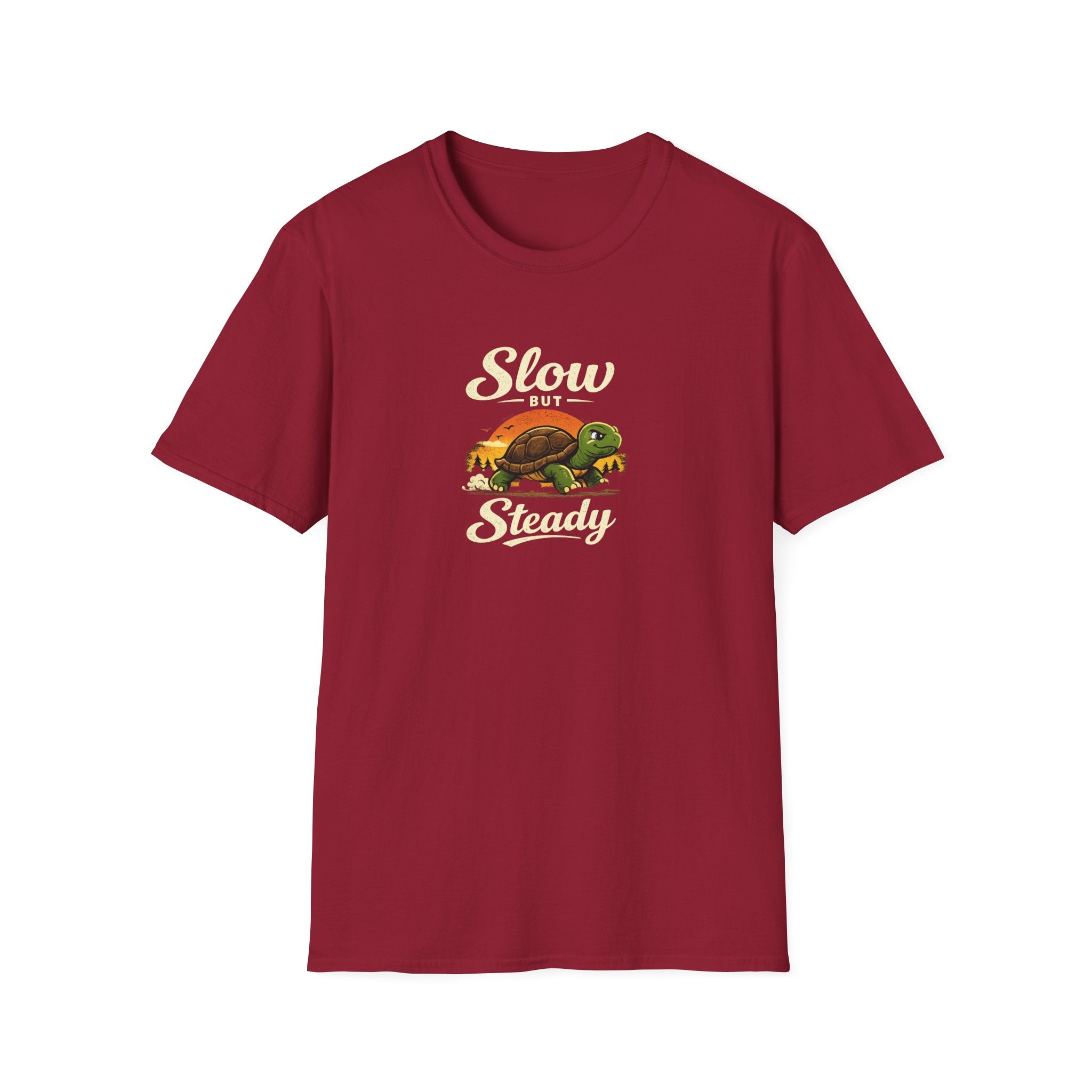 Slow But Steady Turtle T-Shirt | Motivational Vintage Animal Graphic Tee | Progress Over Speed Shirt | 8 colors - 100% cotton