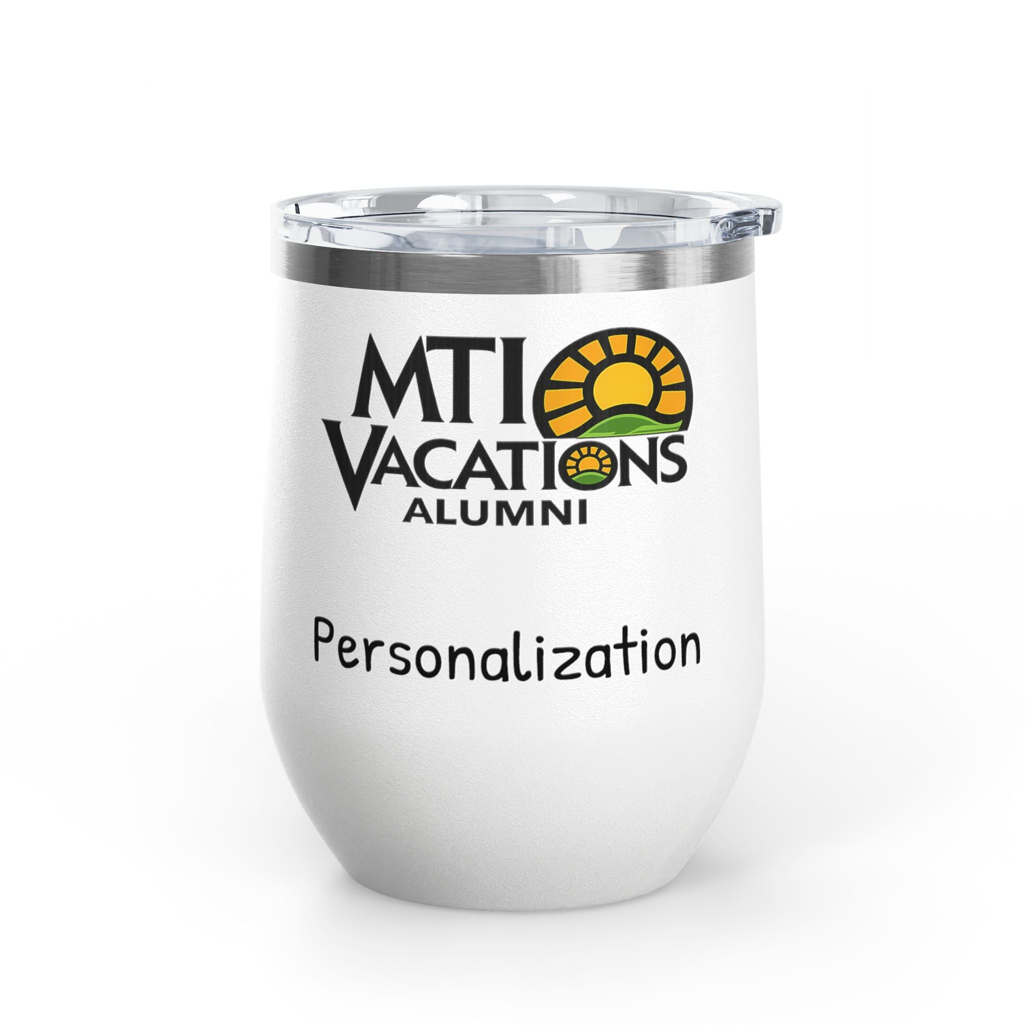 MTI Vacations Personalized Wine Tumbler | Travel Mug for Wine Lovers | Alumni Keepsake | Drinking Companion for Celebrations | 12 oz