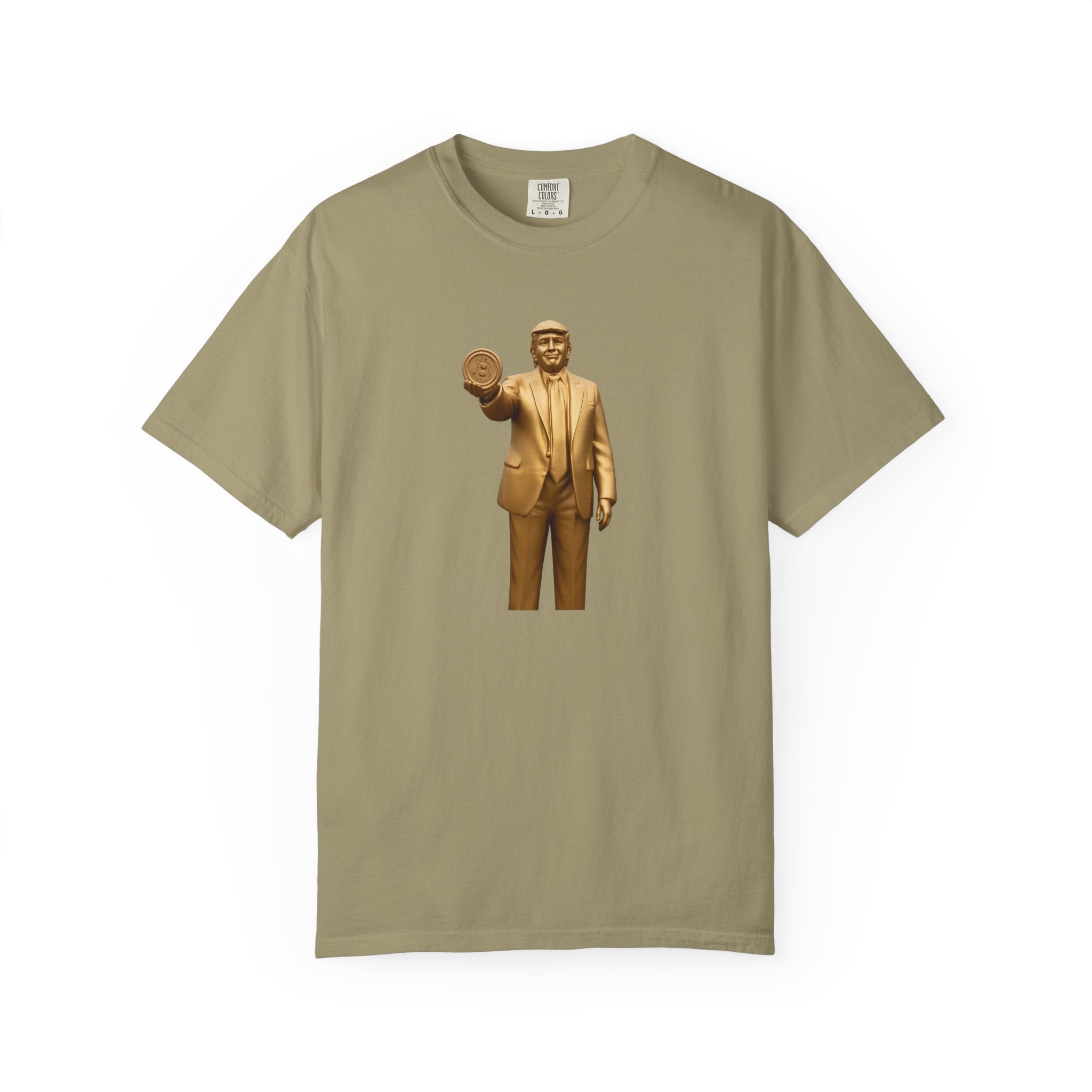 Golden Trump Bitcoin Statue TShirt | Political Crypto Graphic Tee | Bold Pro-Trump Bitcoin Supporter Shirt | 6 colors - 100% cotton