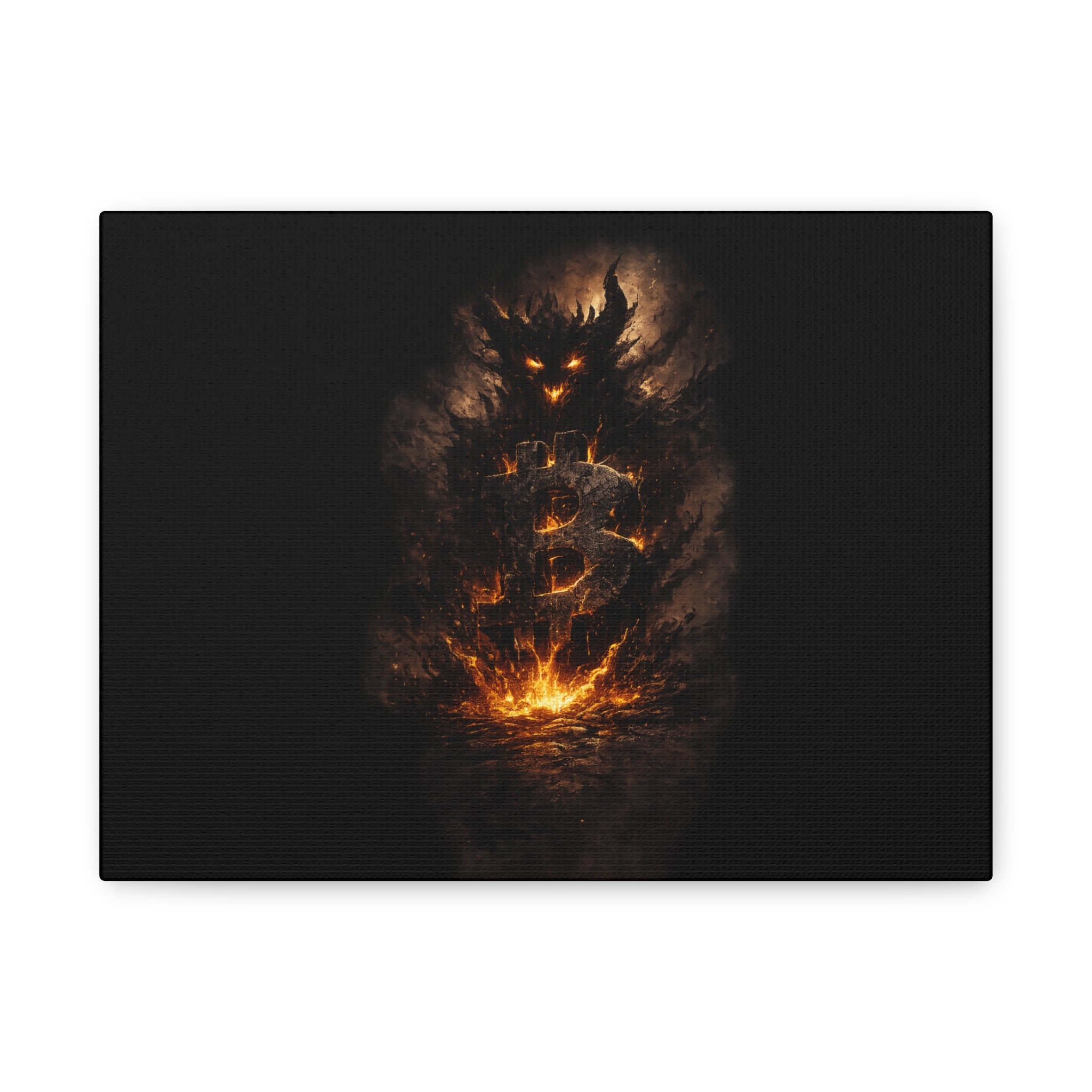 Bicoin Dark Shadow Matte Canvas | Bitcoin Wall Art | 12 x 9